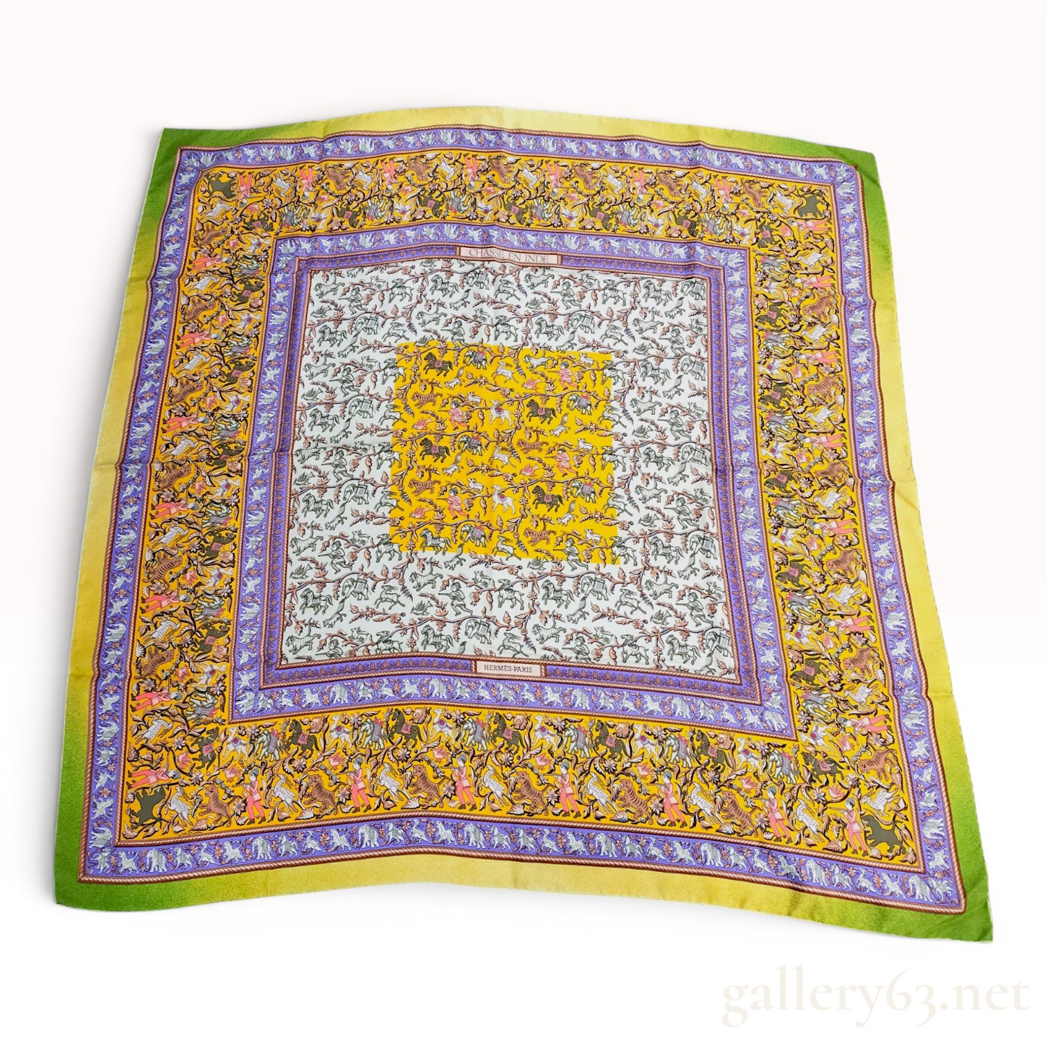 Hermes Chasse en Inde Silk Scarf