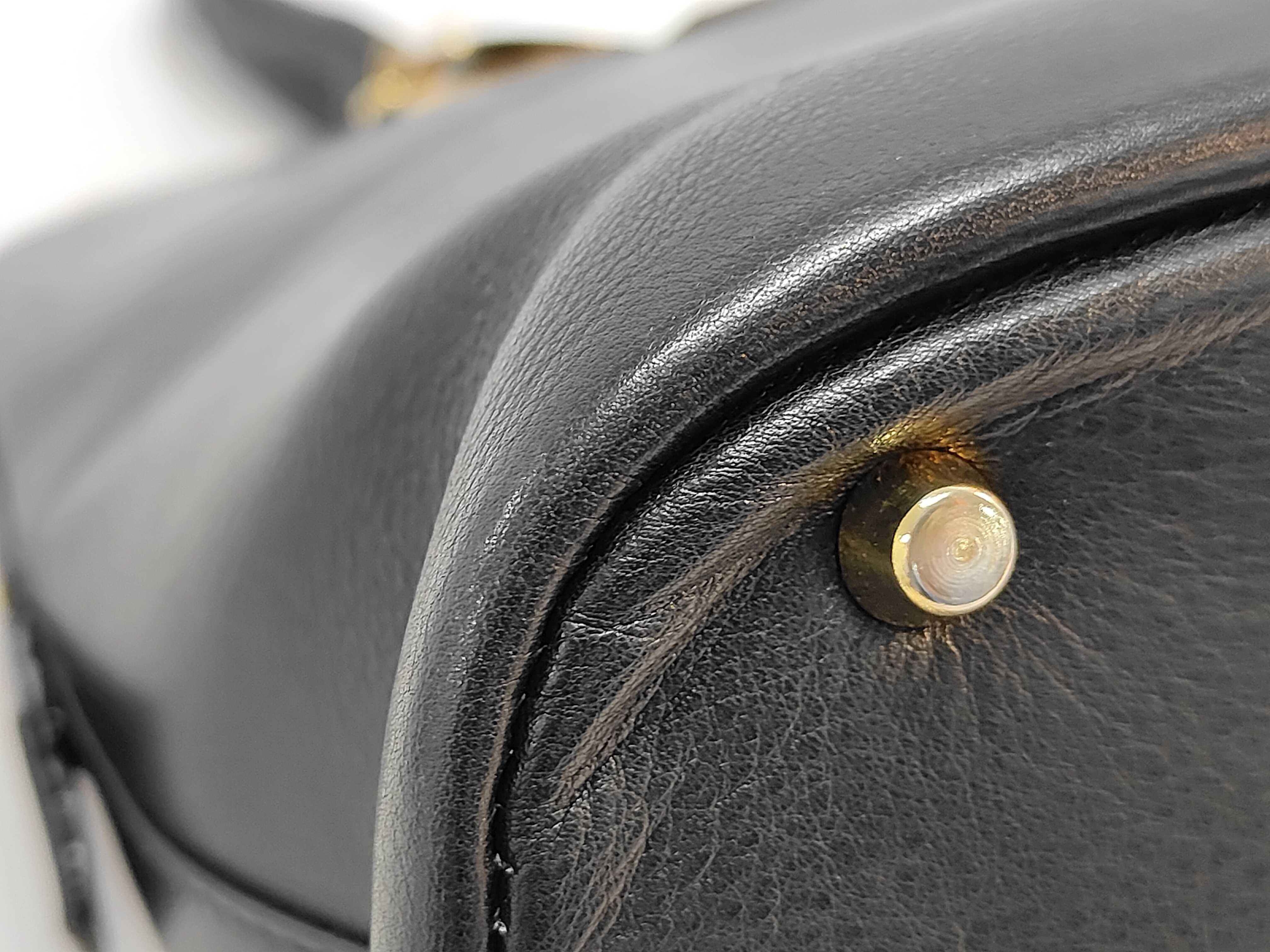 Gianni Versace Black Leather Medusa Medallion Handbag