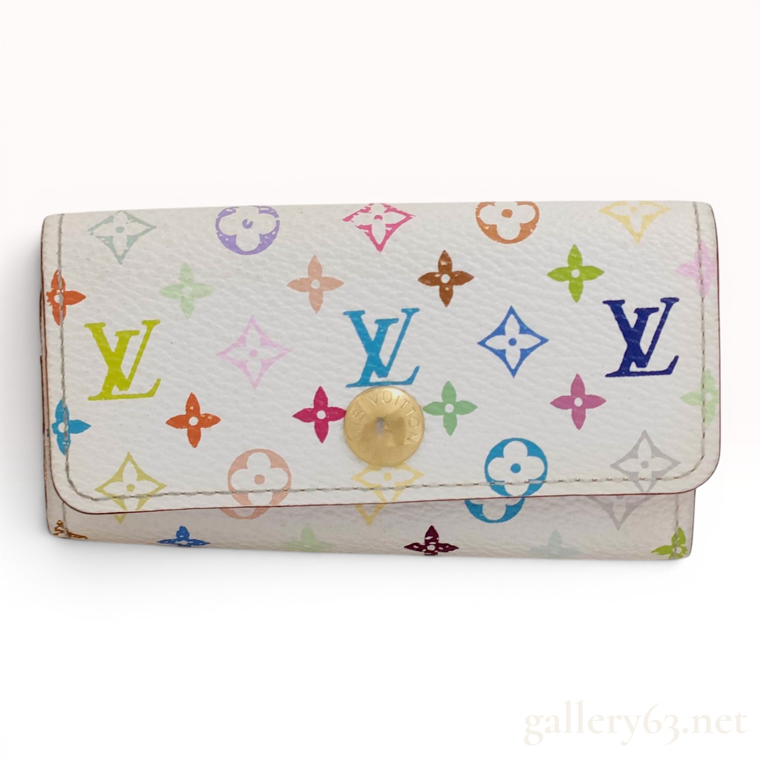 Louis Vuitton Monogram Multicolore 4 Key Holder in Blanc Canvas