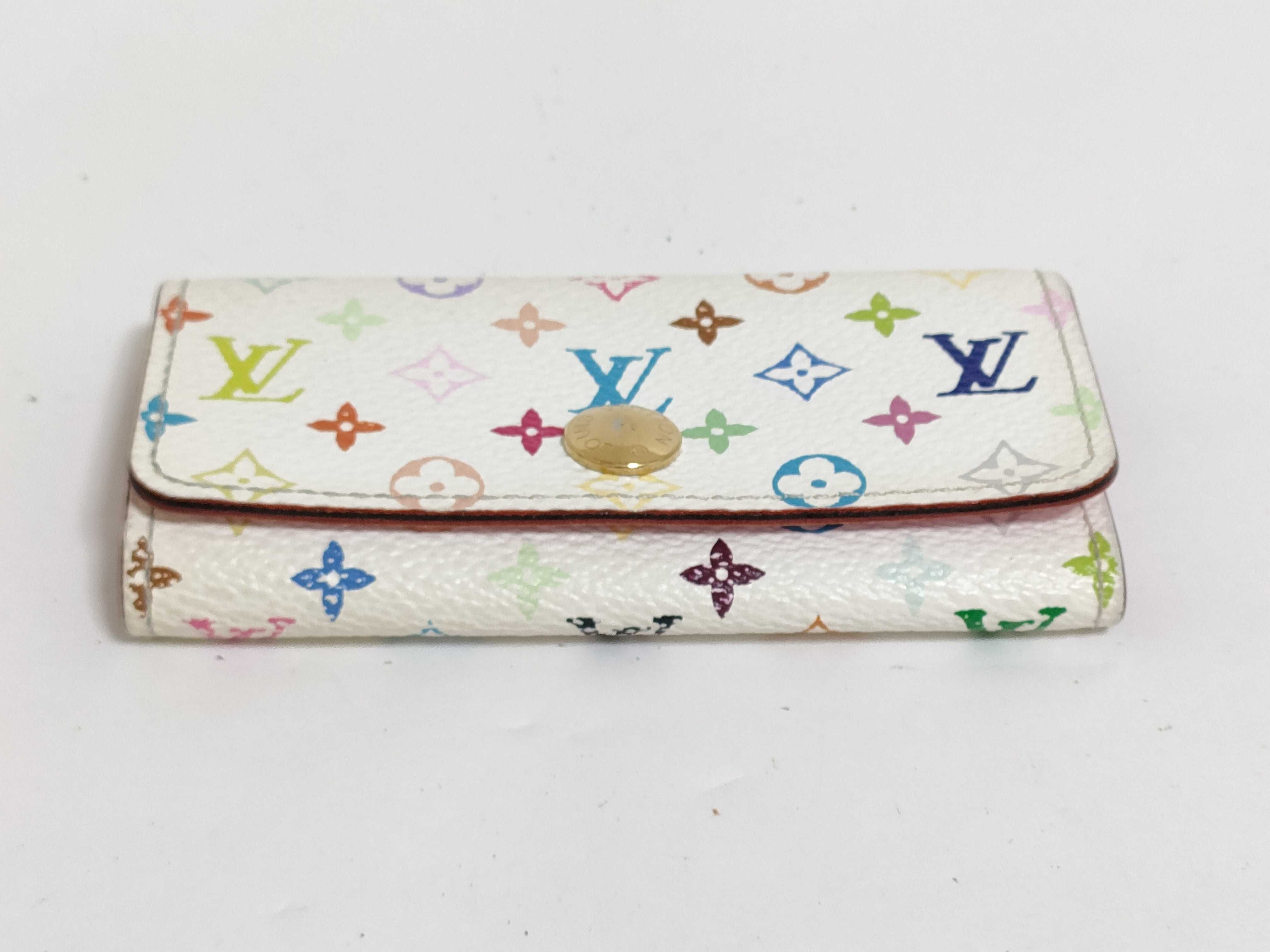 Louis Vuitton Monogram Multicolore 4 Key Holder in Blanc Canvas
