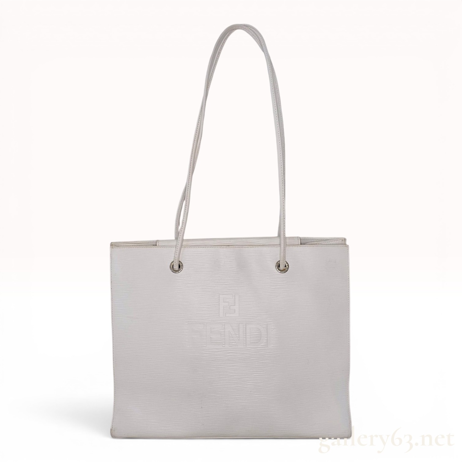 Fendi White Textured Leather Tote Bag