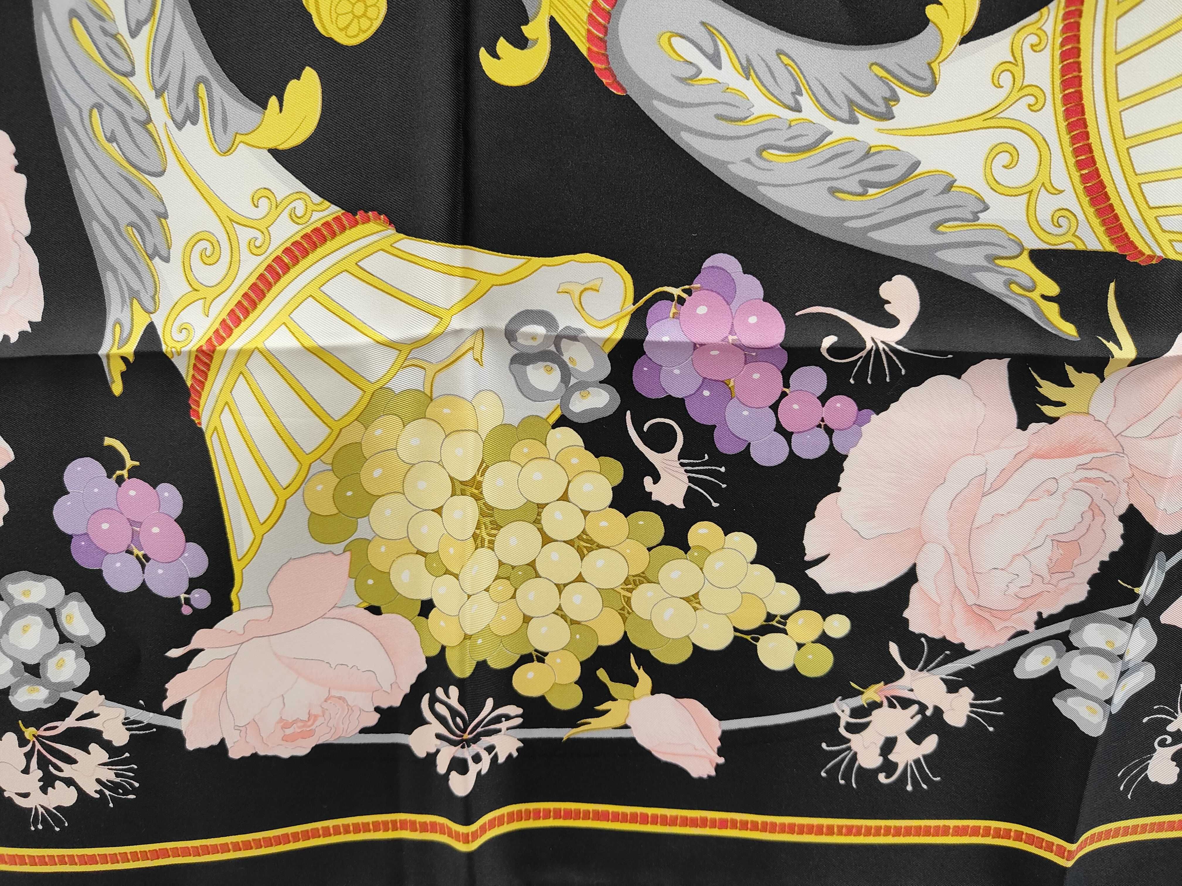 Hermes Special Edition Fleurs et Raisins Silk Carre 90 Scarf for Matsuzakaya