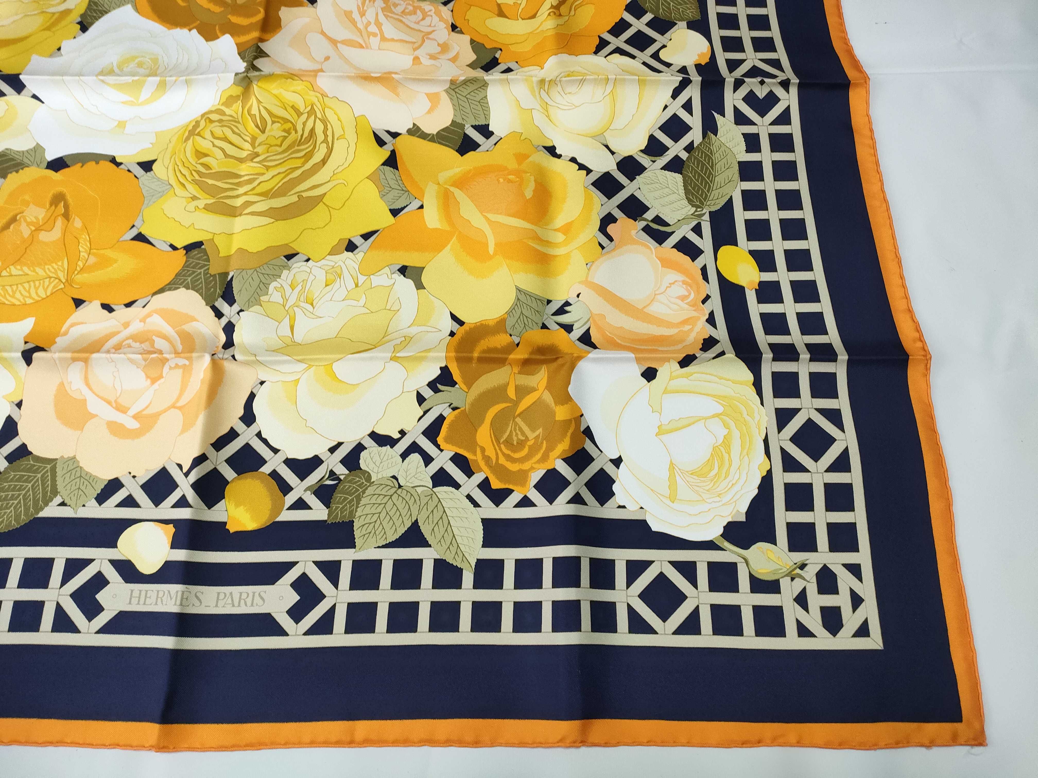 Hermes Roseraie Silk Scarf by Christiane Vauzelles