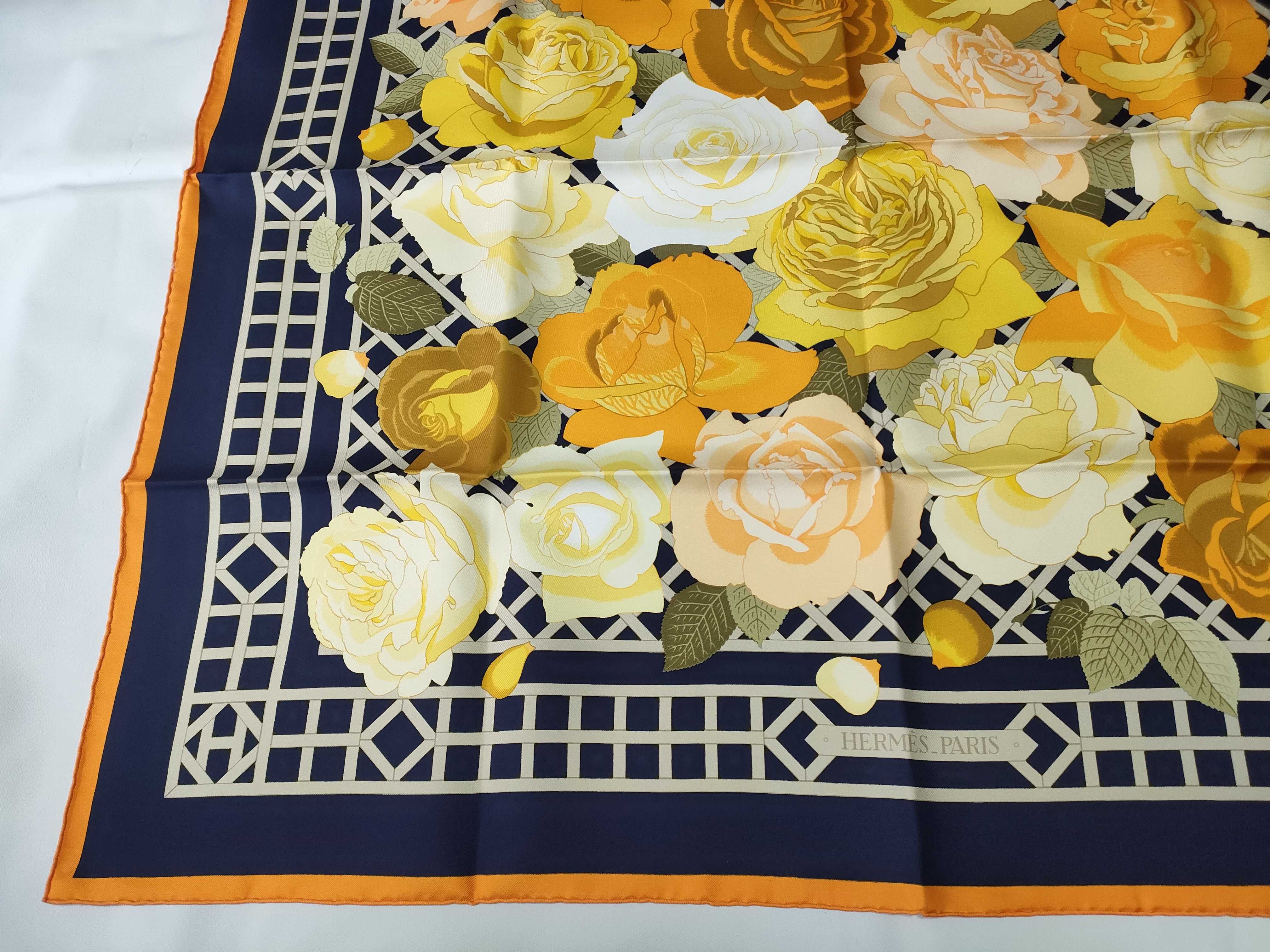 Hermes Roseraie Silk Scarf by Christiane Vauzelles