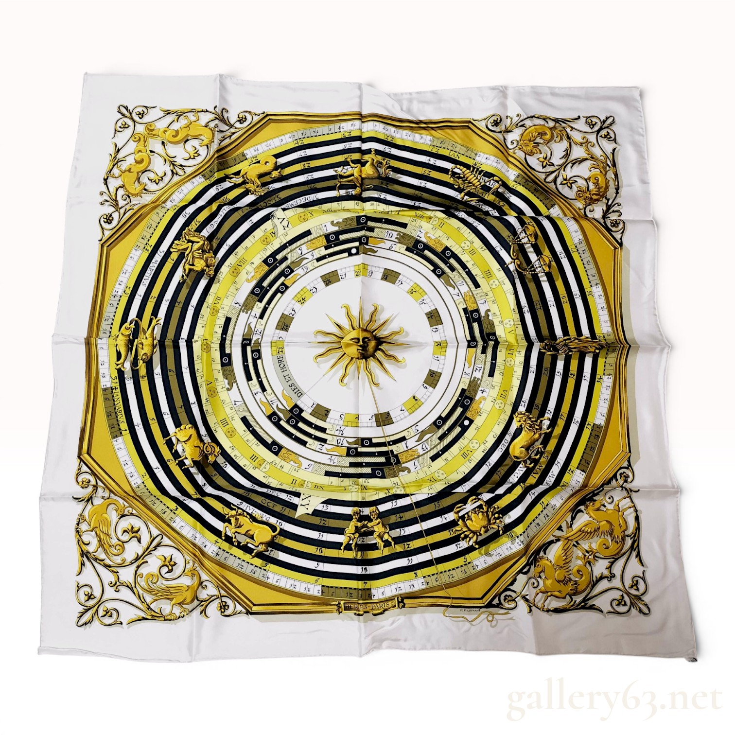 Hermes Dies et Hore Silk Scarf Designed by Francoise Faconnet