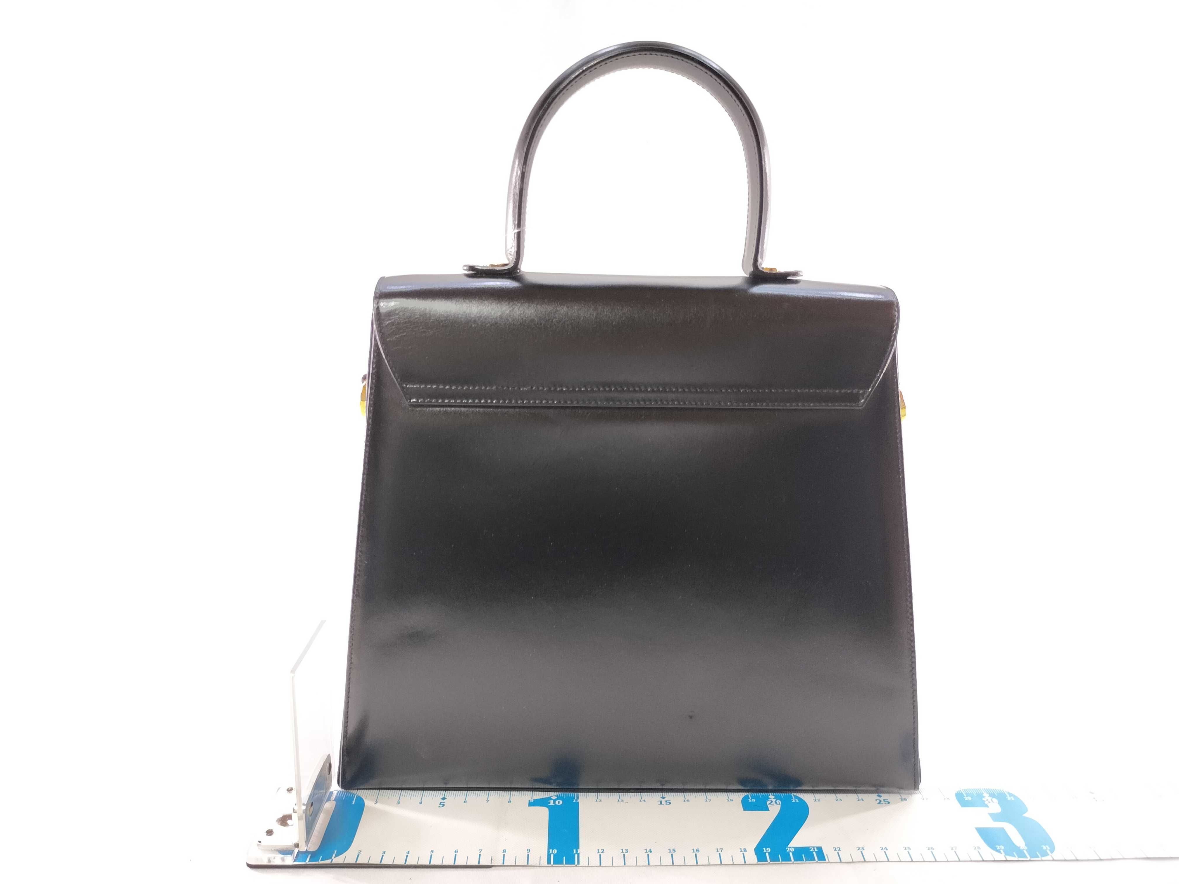 Salvatore Ferragamo Black Leather Gancini Top Handle Bag