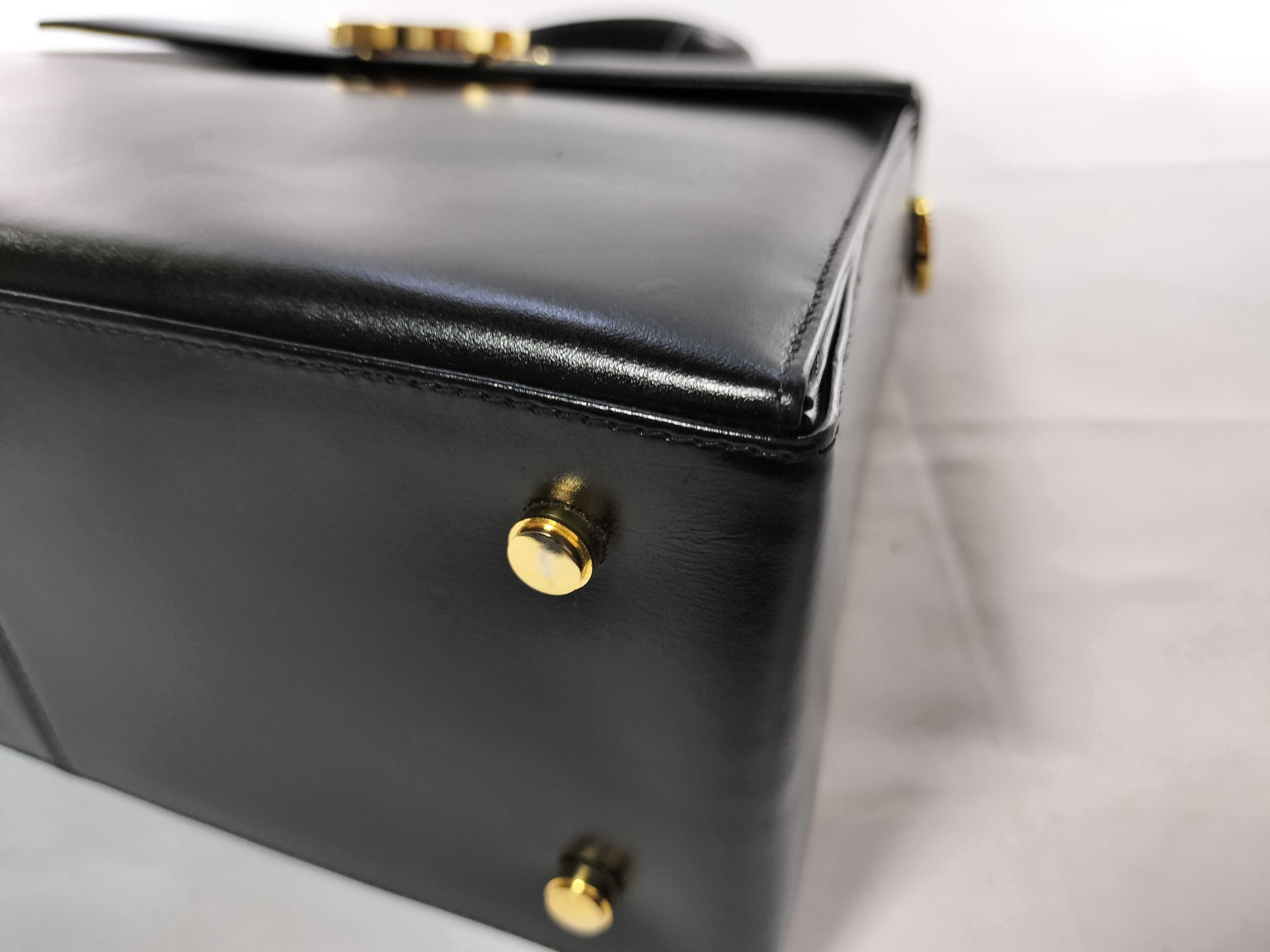 Salvatore Ferragamo Black Leather Gancini Top Handle Bag