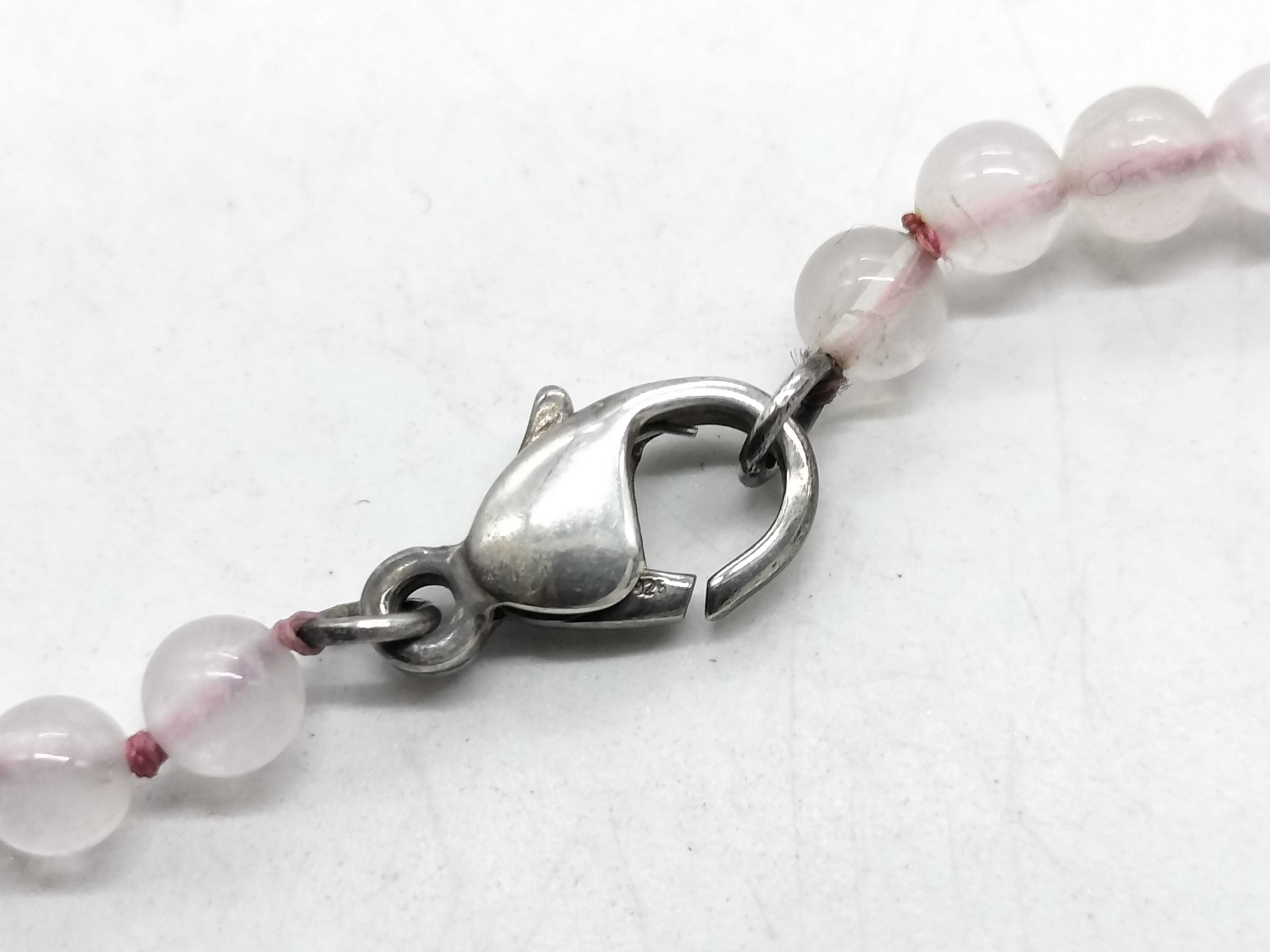 Tiffany and Co. Sterling Silver and Rose Quartz Beaded Heart Necklace