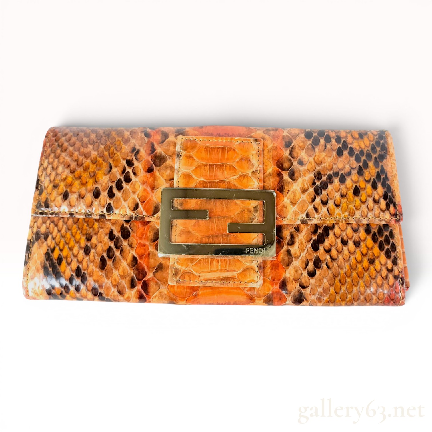 Fendi Python Skin Continental Wallet with FF Logo Buckle