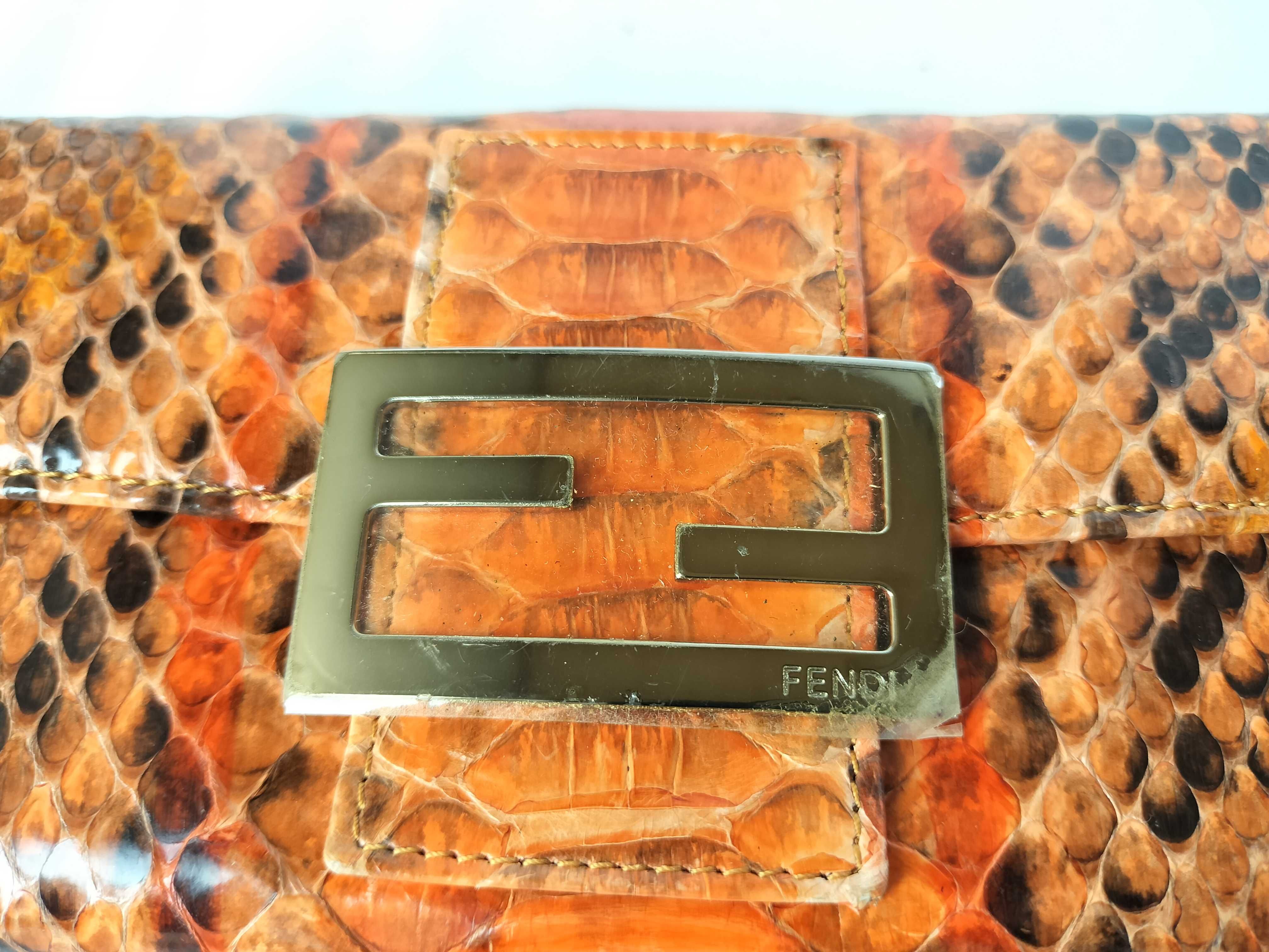Fendi Python Skin Continental Wallet with FF Logo Buckle