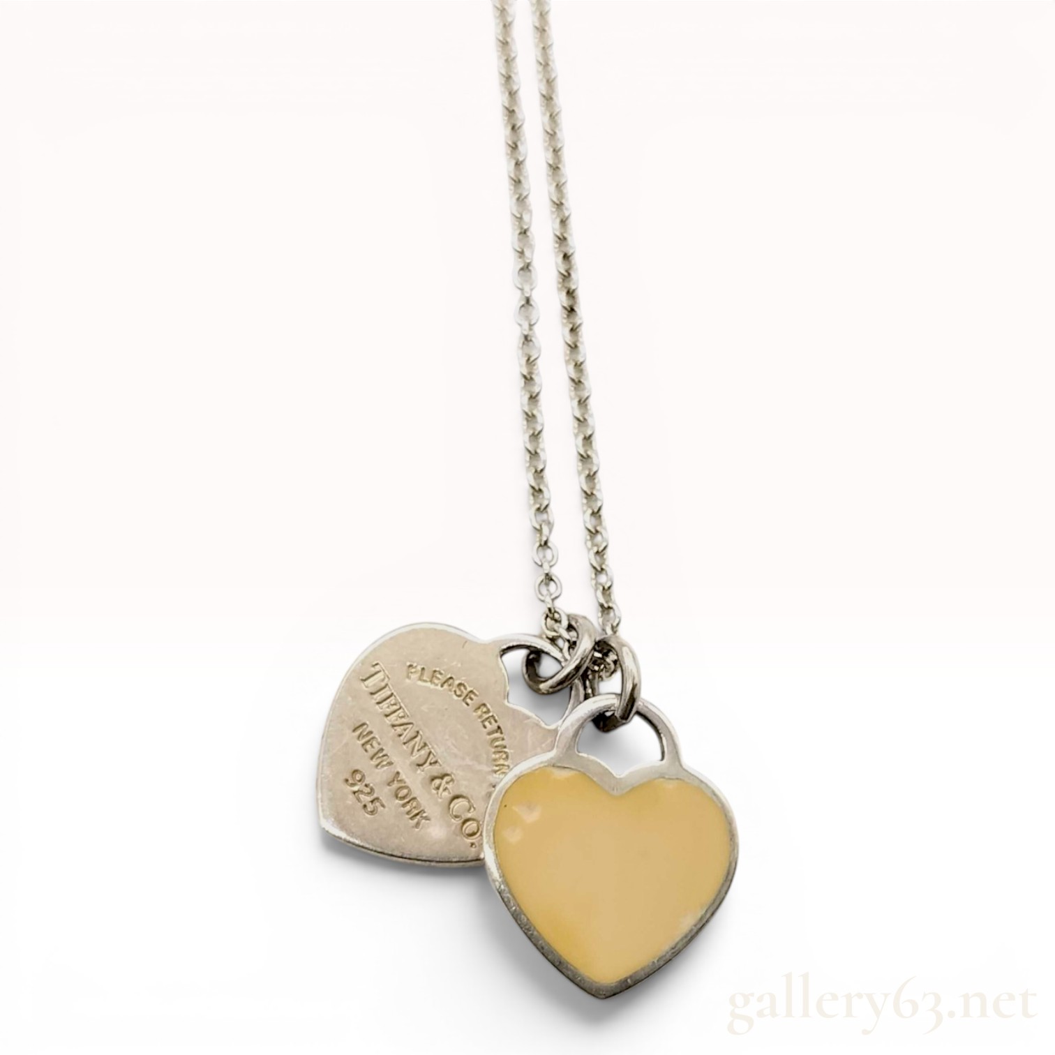 Tiffany & Co. Sterling Silver Double Heart Enamel Return to Tiffany Necklace