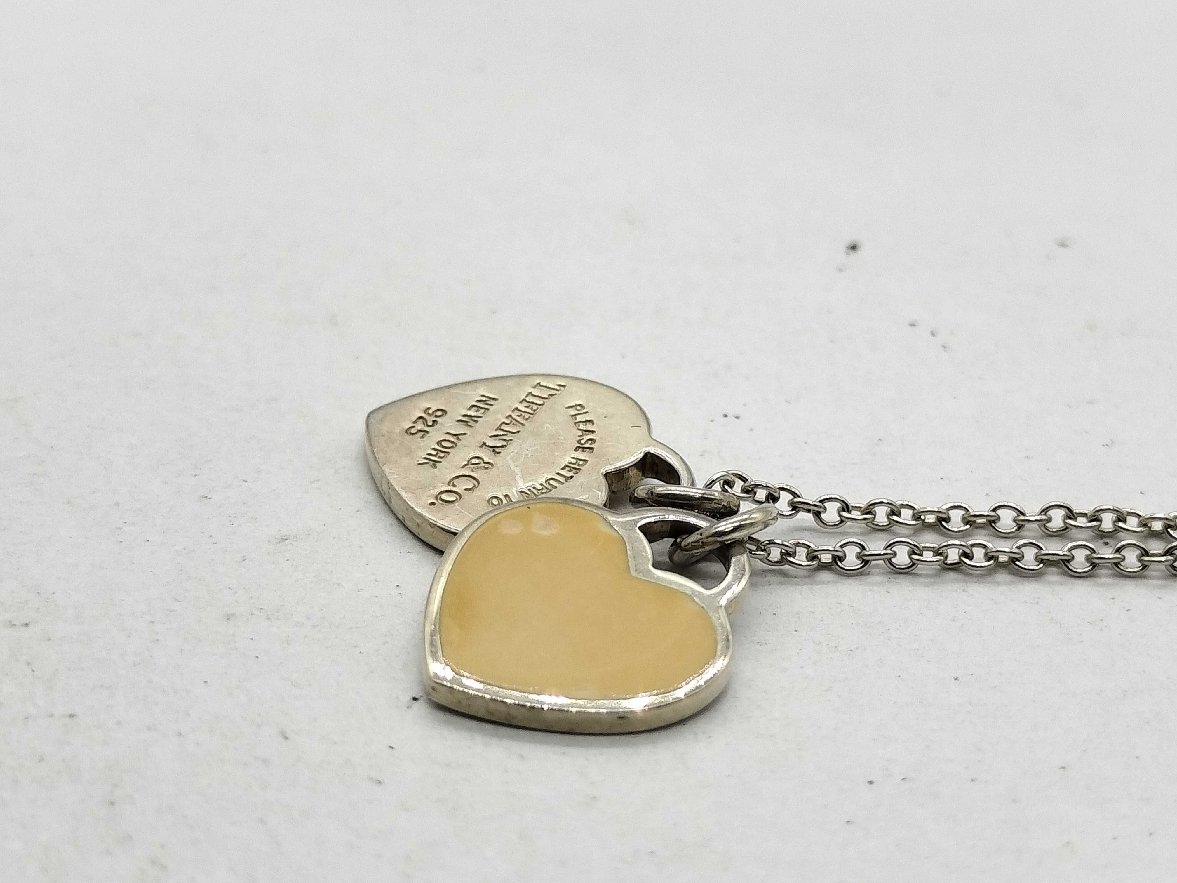 Tiffany & Co. Sterling Silver Double Heart Enamel Return to Tiffany Necklace