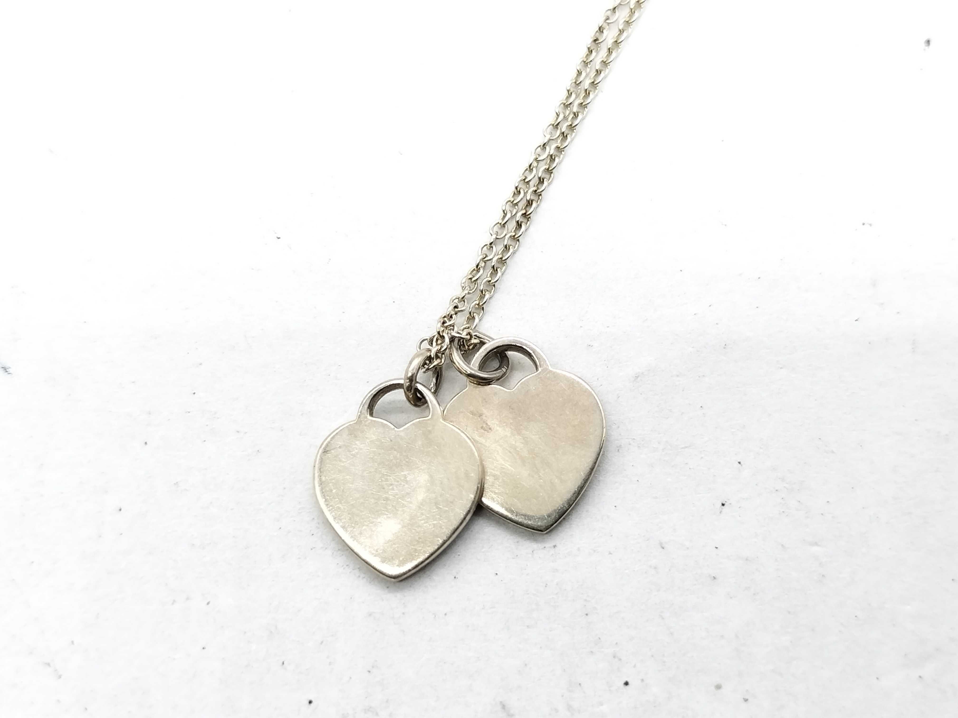 Tiffany & Co. Sterling Silver Double Heart Enamel Return to Tiffany Necklace