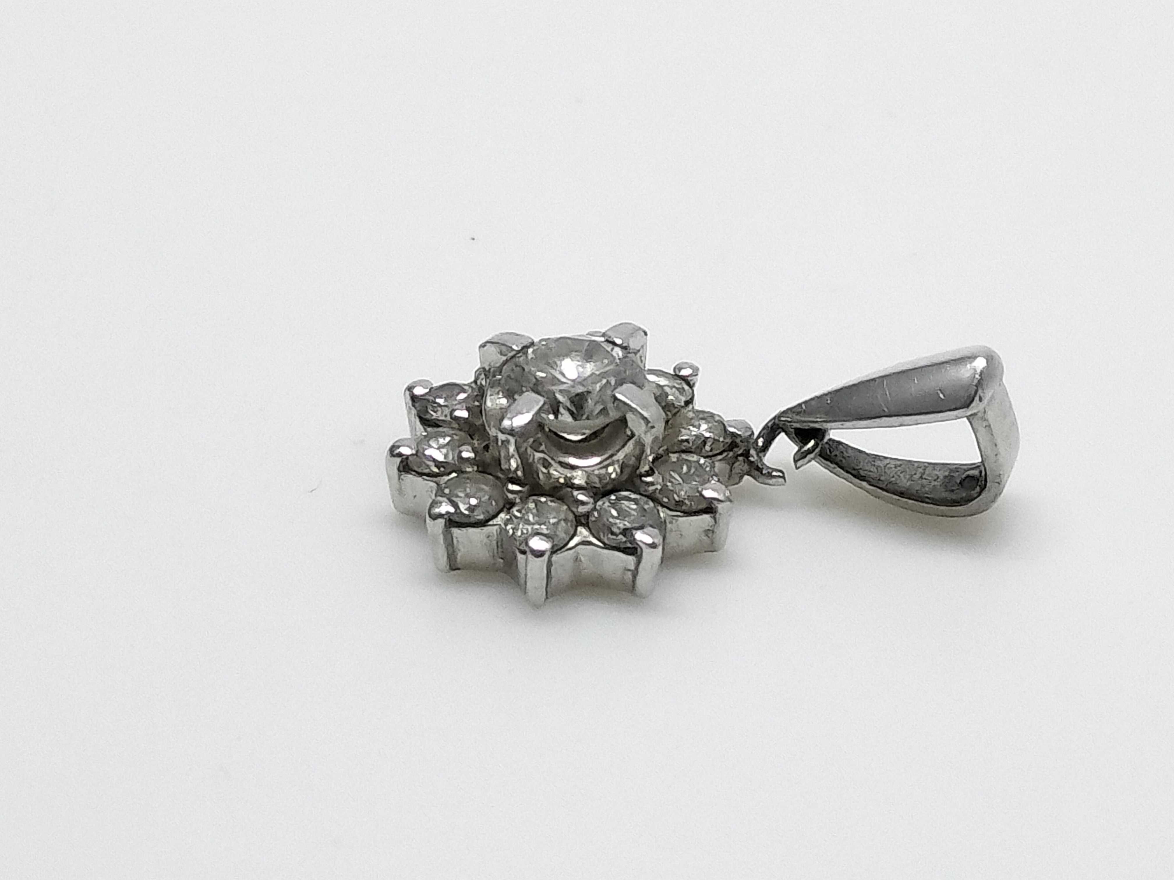 18 Karat White Gold .40ct Diamond Halo Cluster Pendant