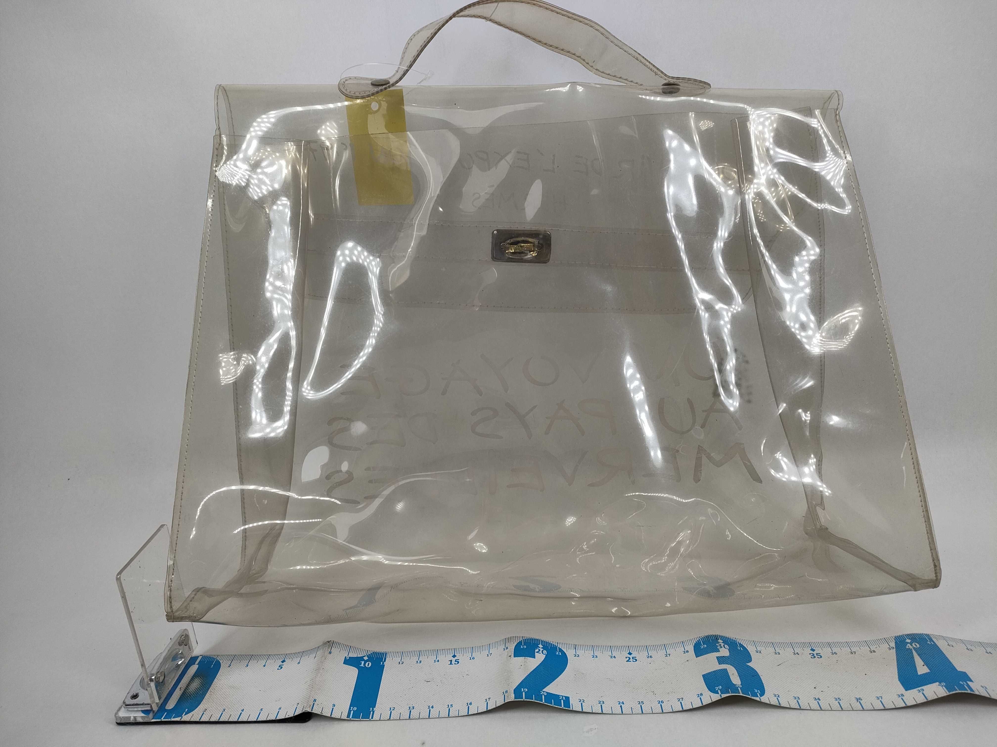 Hermes Clear Vinyl Kelly 40 Souvenir Exhibition Bag