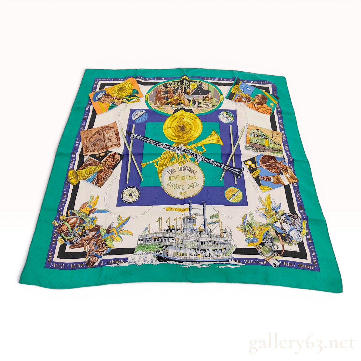 Hermes New Orleans Creole Jazz Silk Scarf by Loic Dubigeon