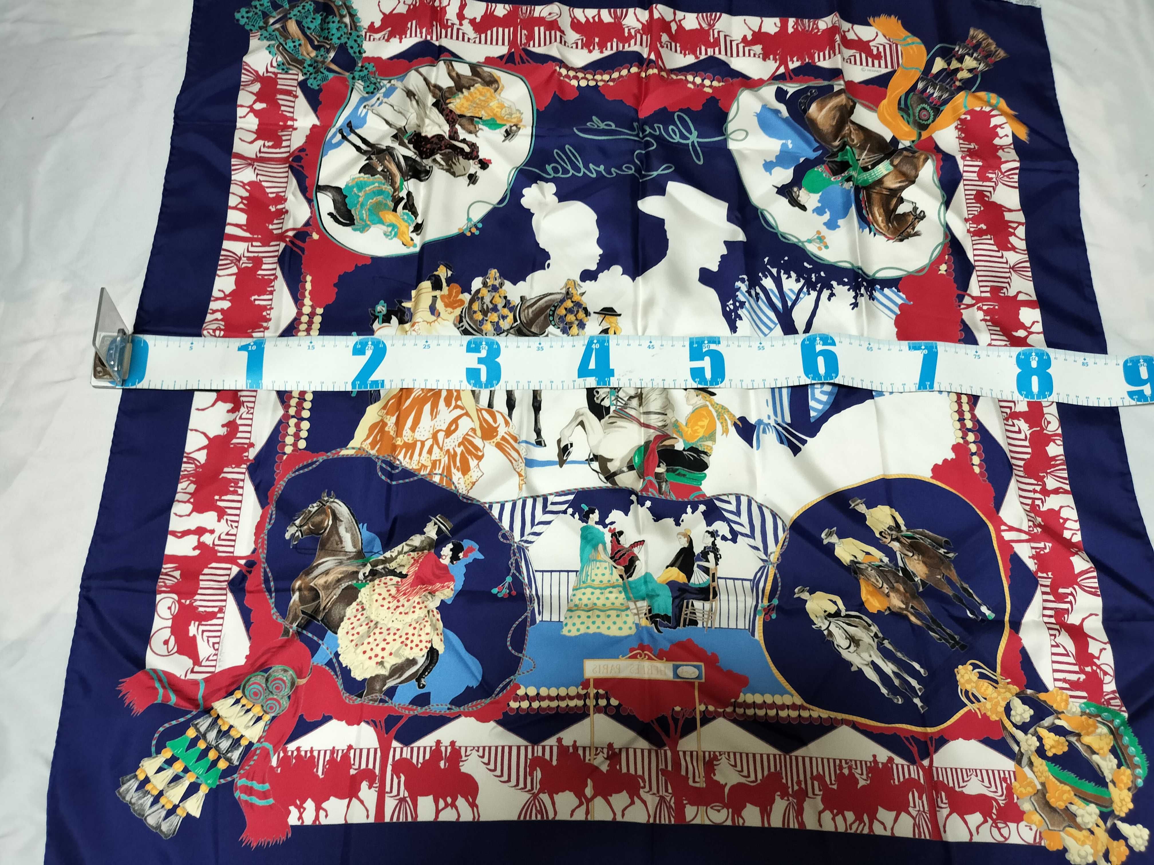 Hermes Silk Scarf with Spanish Feria de Sevilla Equestrian Motif