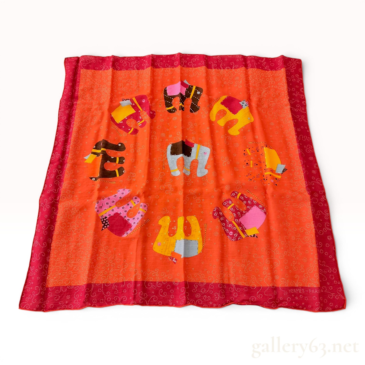 Hermes La Ronde des Elephants Silk and Cashmere Scarf 70