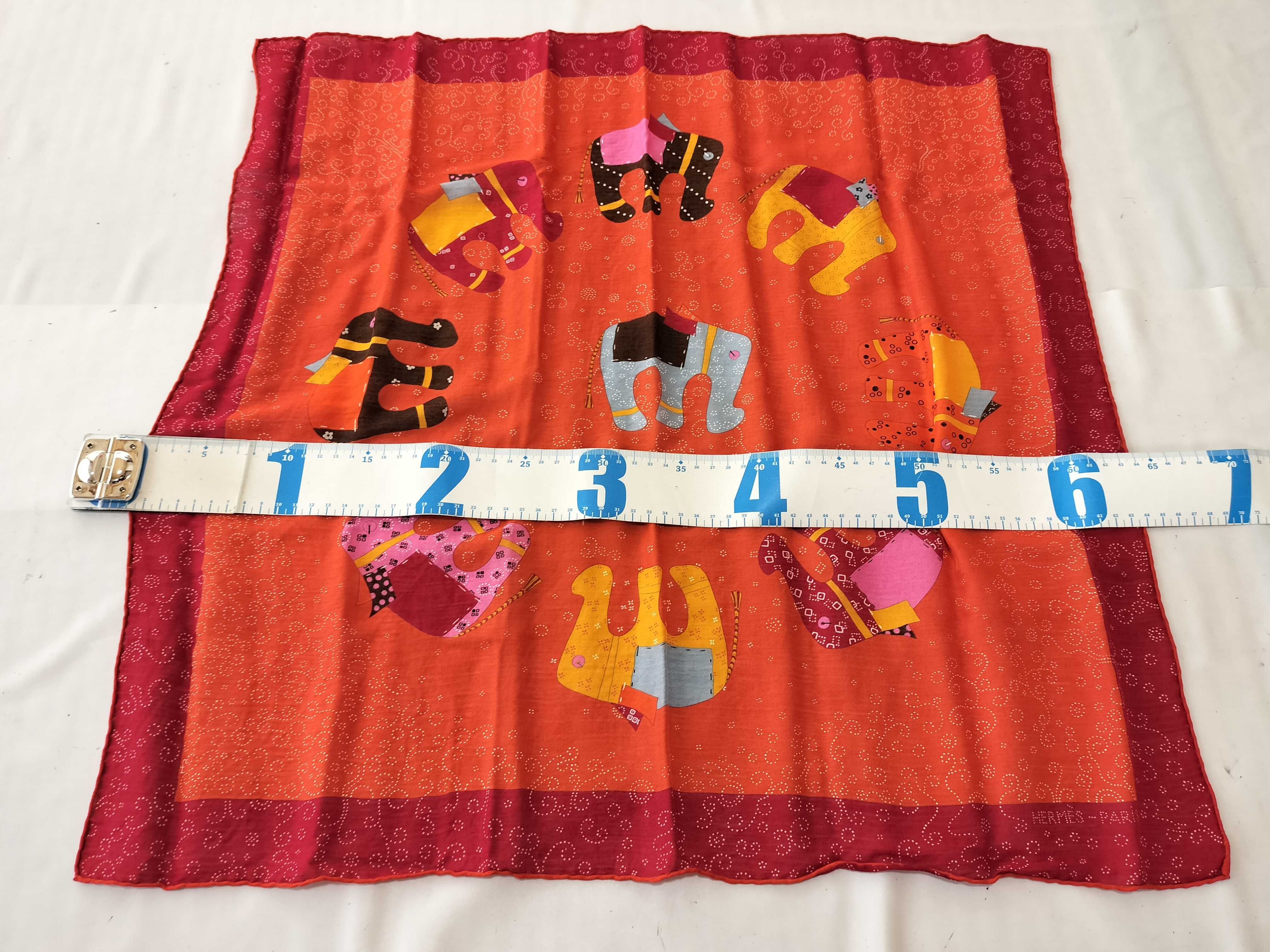 Hermes La Ronde des Elephants Silk and Cashmere Scarf 70