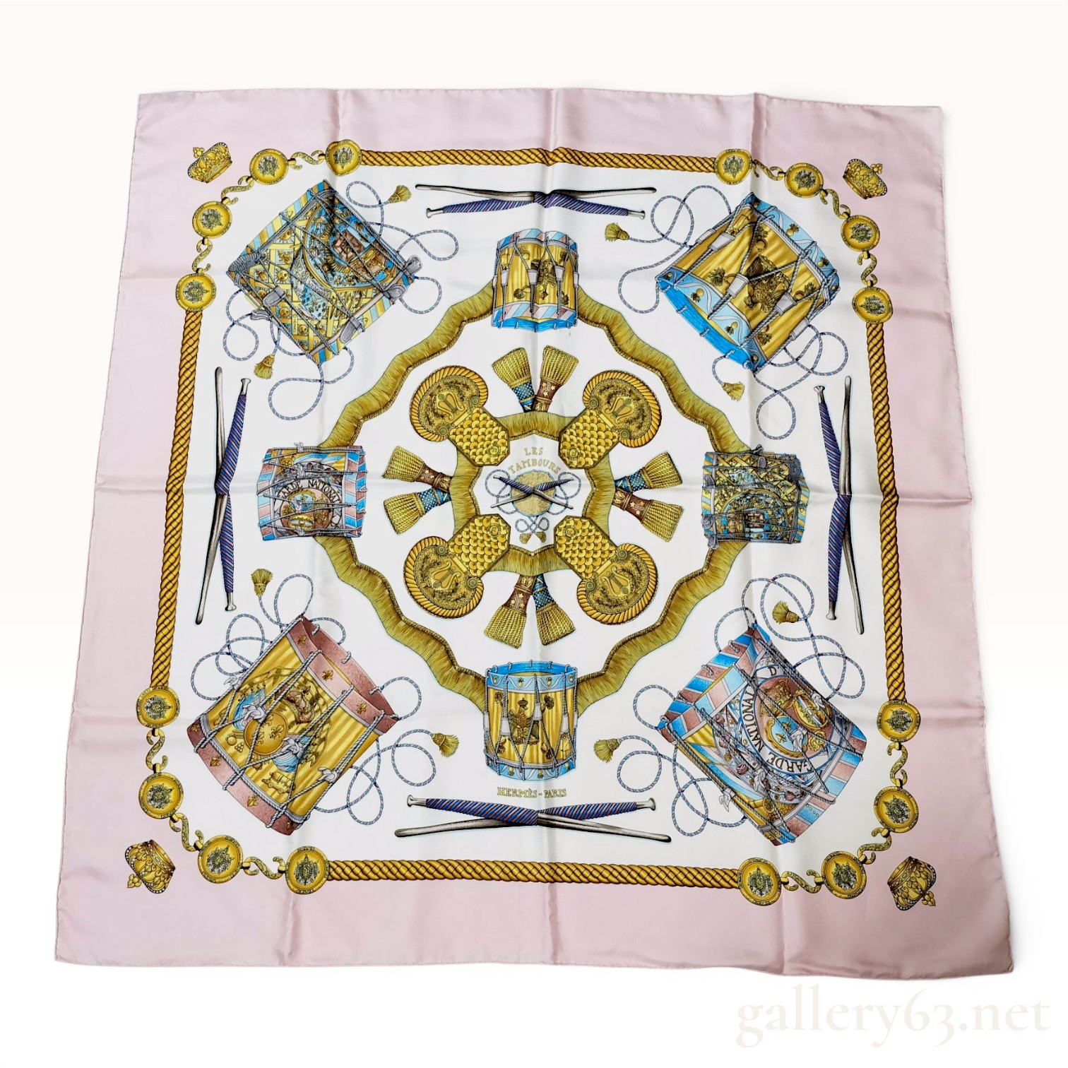 Hermes Les Tambours Silk Carre Scarf