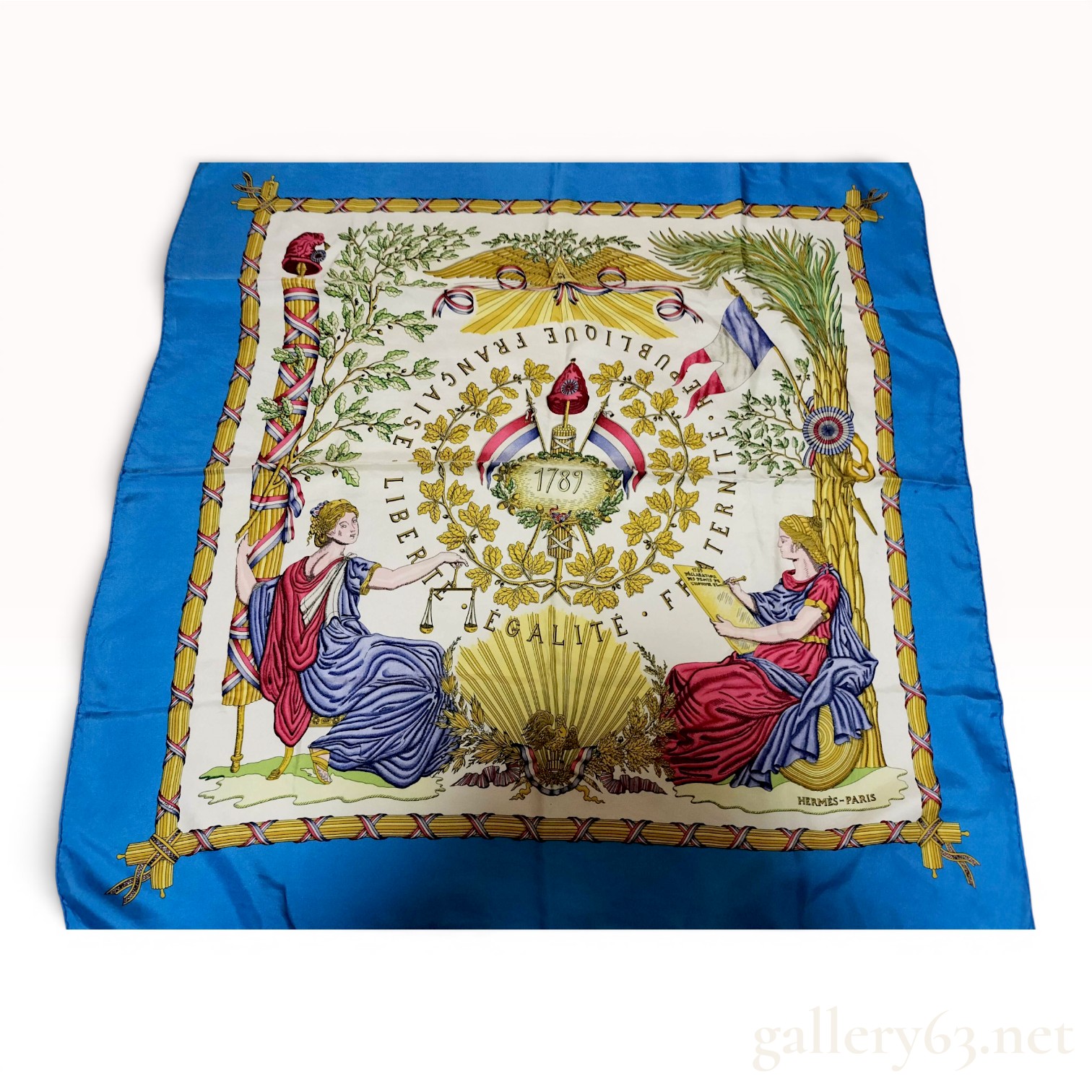 Hermes Republique Francaise Silk Carre Scarf