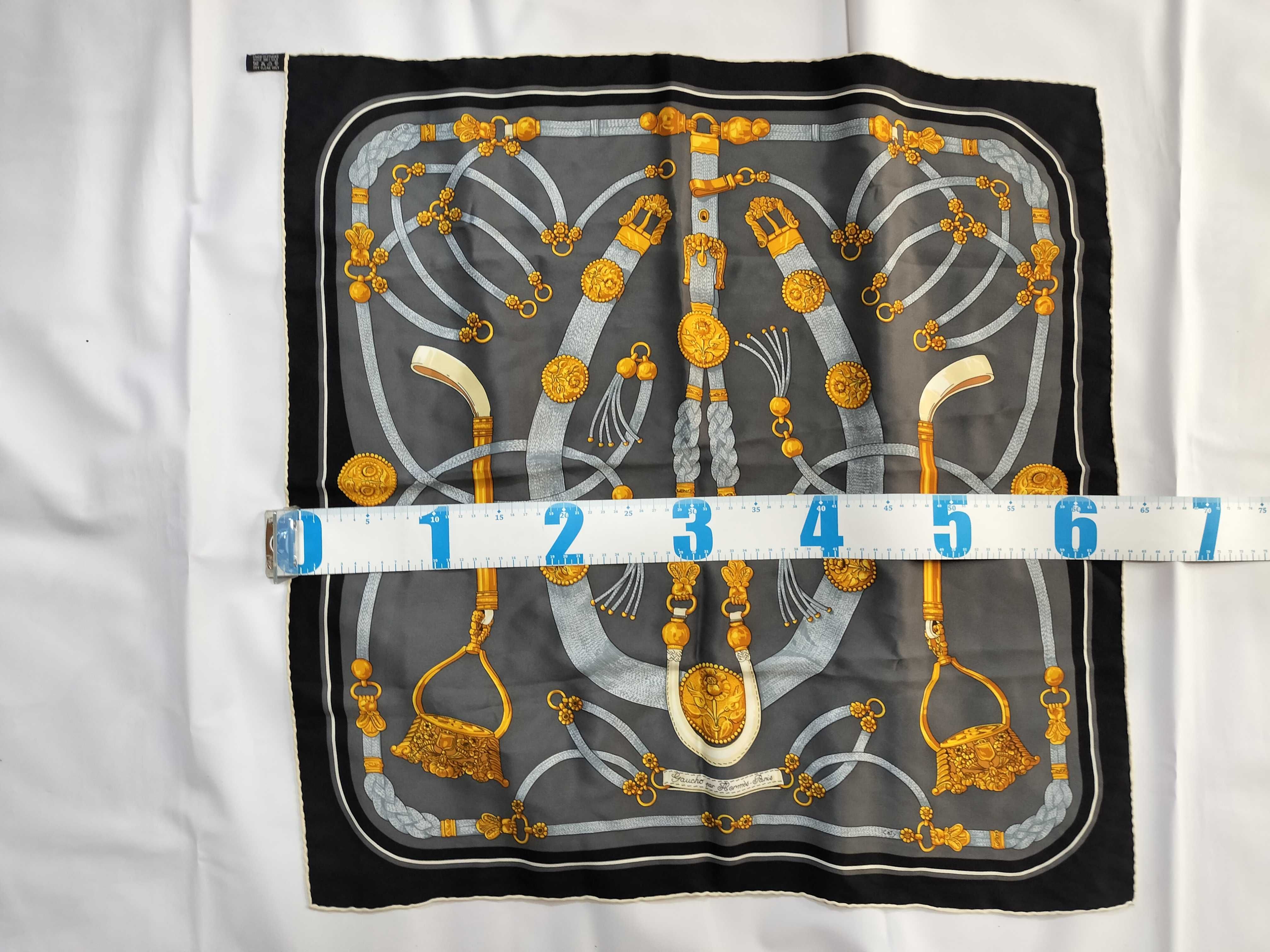 Hermes Gaucho Pattern Silk Pocket Square