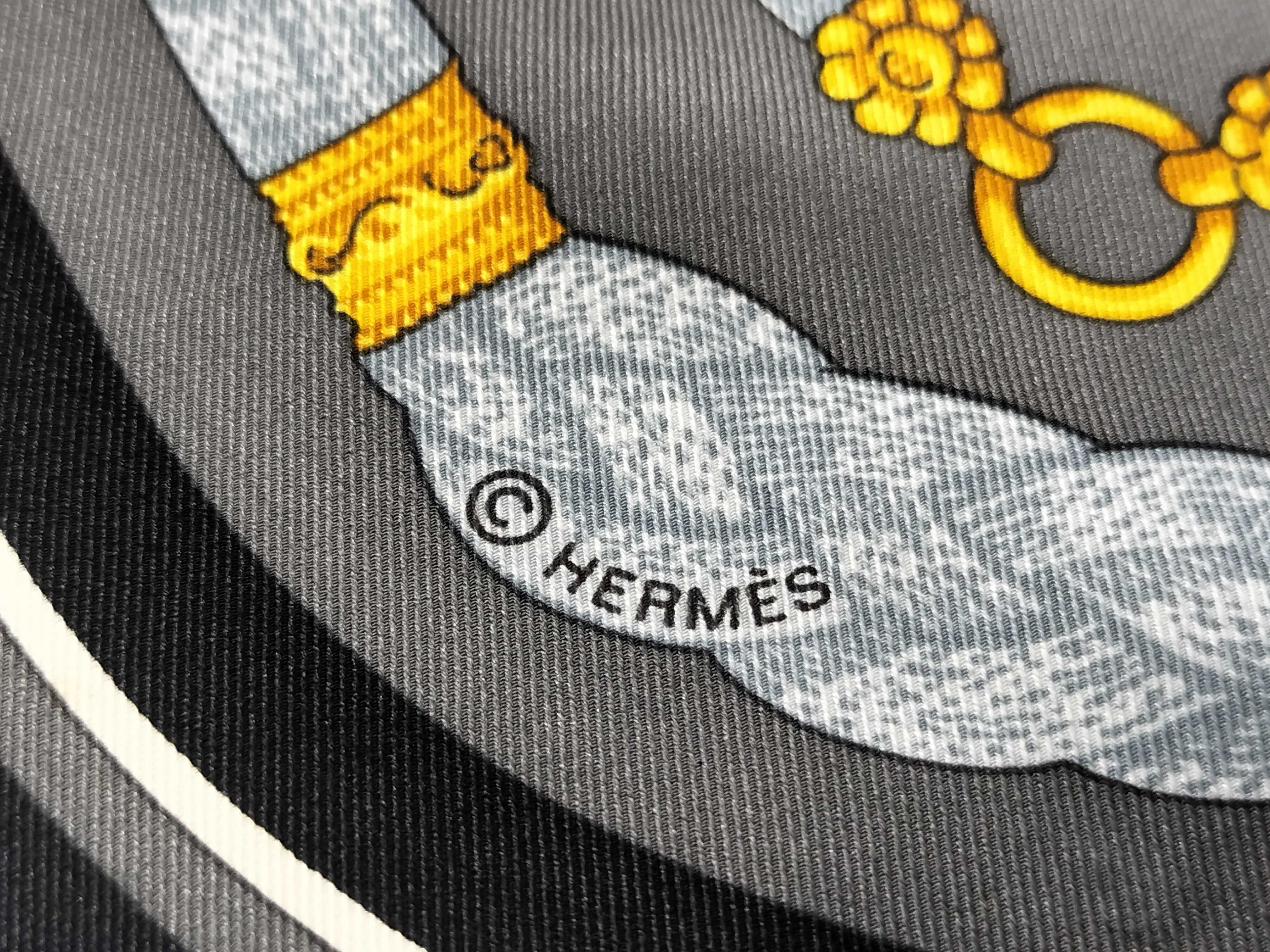 Hermes Gaucho Pattern Silk Pocket Square