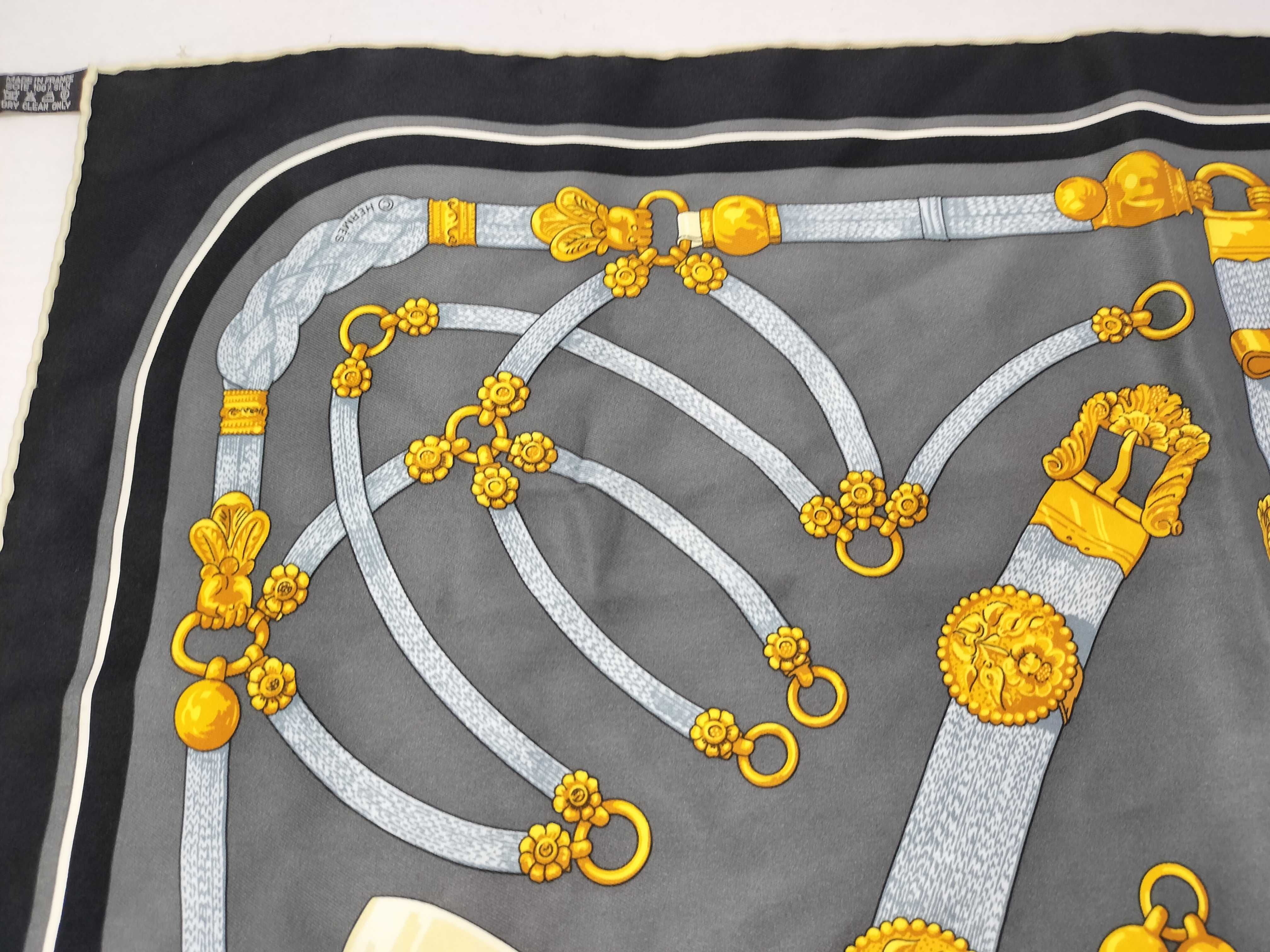 Hermes Gaucho Pattern Silk Pocket Square
