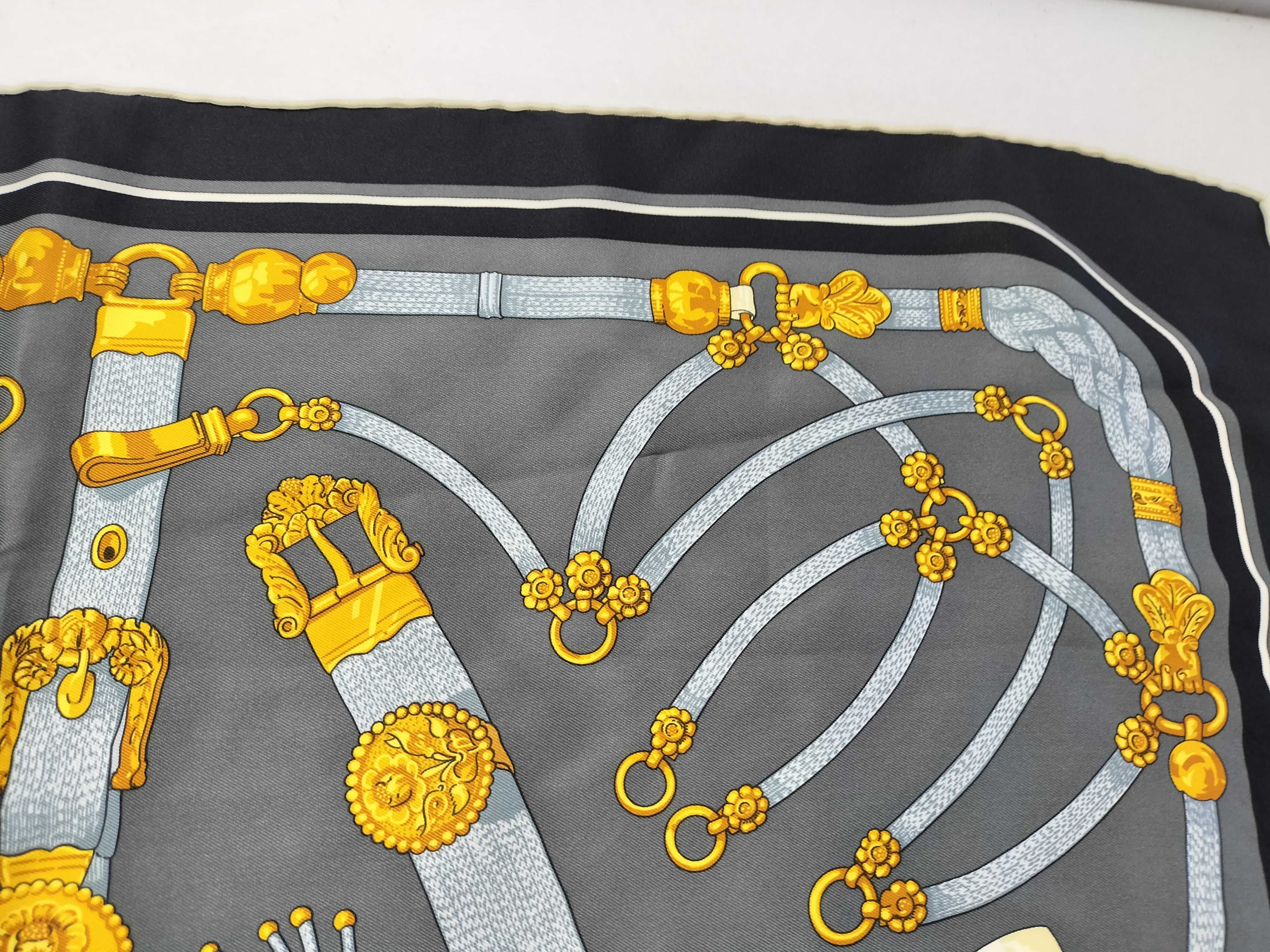 Hermes Gaucho Pattern Silk Pocket Square