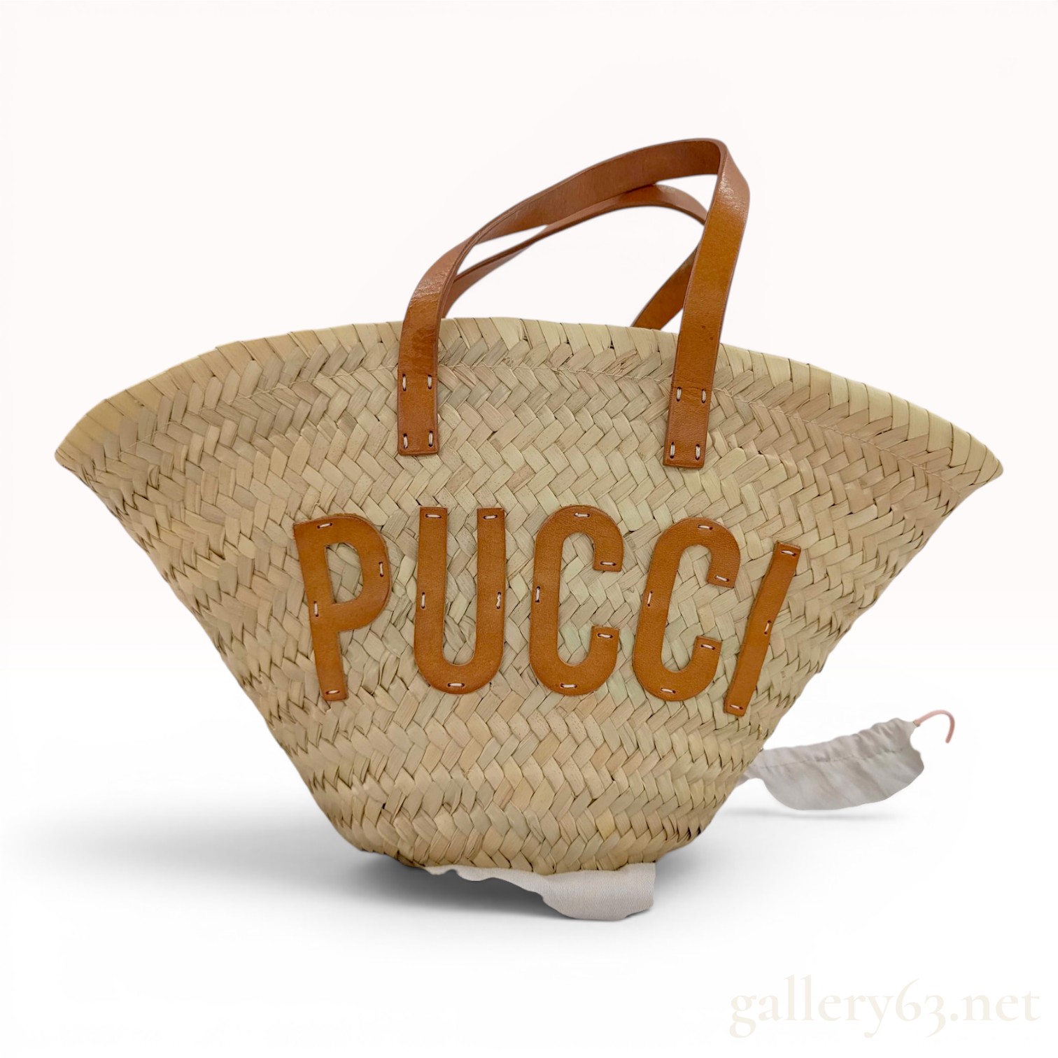 Emilio Pucci Large Woven Straw Tote Bag with Leather Accents