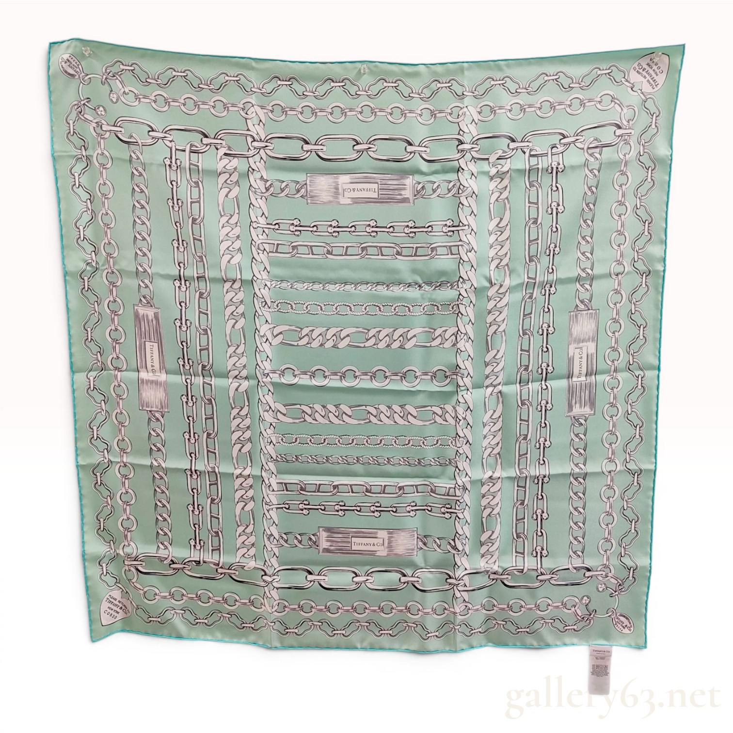Tiffany and Co. Return to Tiffany Chains Silk Square Scarf in Jade