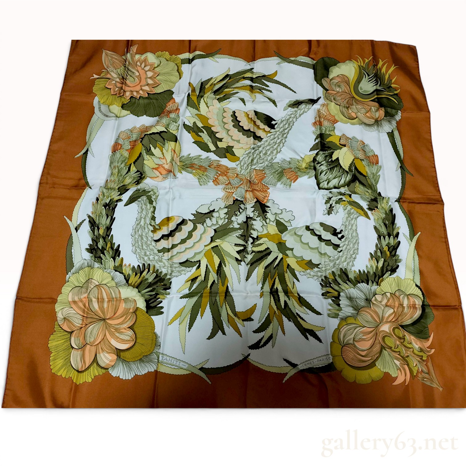Hermes Tahiti Silk Twill Scarf Designed by Caty Latham