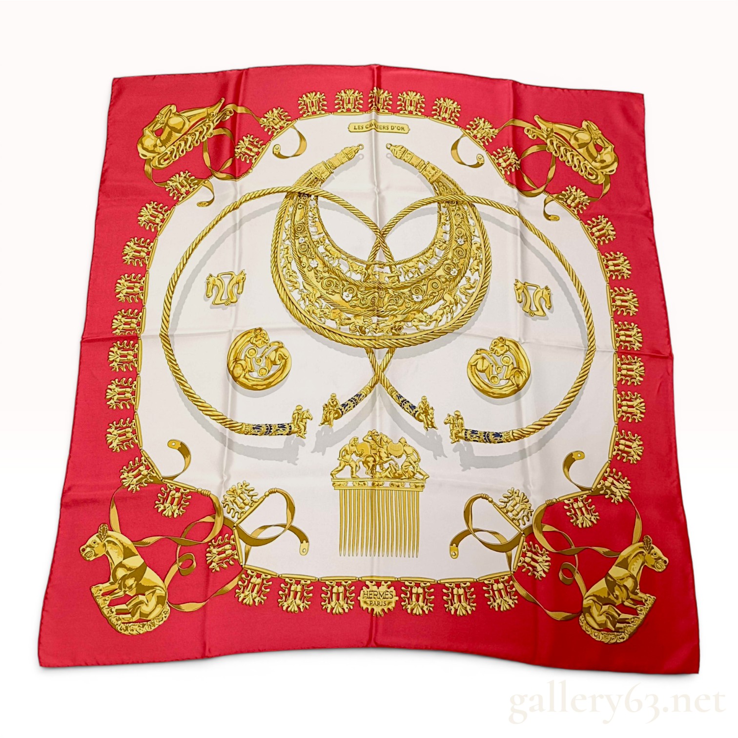 Hermes Les Cavaliers d'Or Silk Carre 90 Scarf