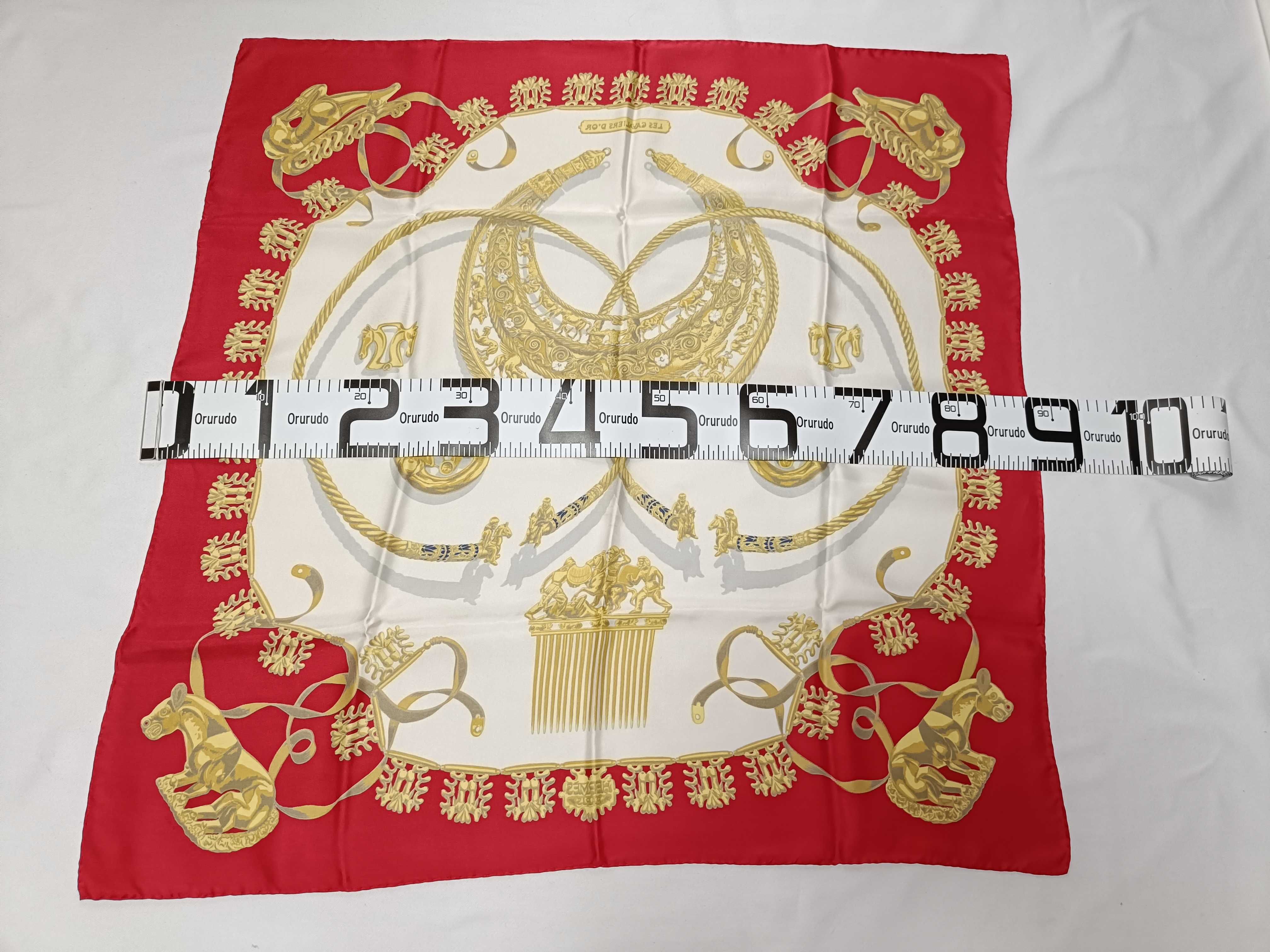 Hermes Les Cavaliers d'Or Silk Carre 90 Scarf