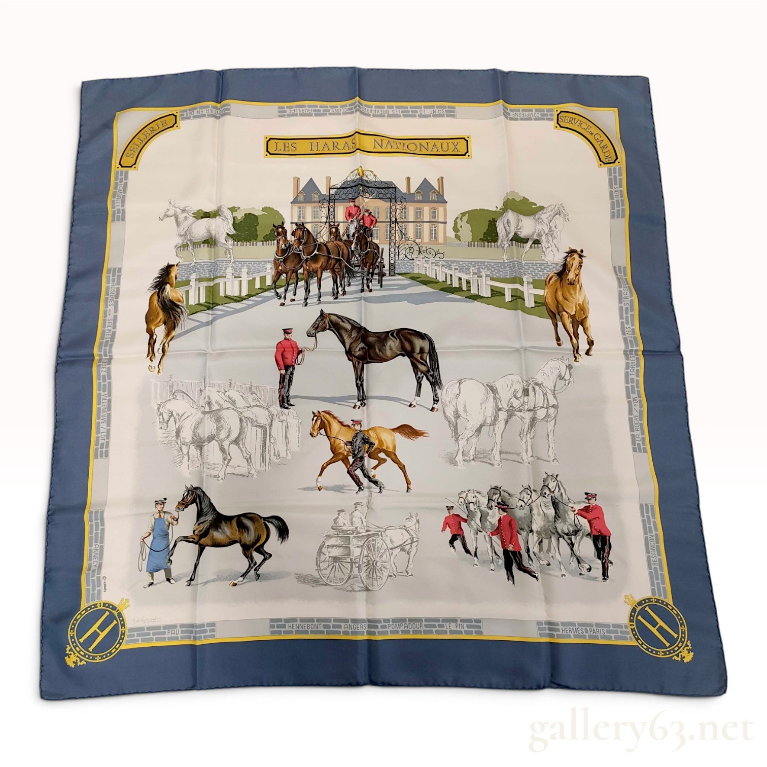 Hermes Les Haras Nationaux Silk Carre 90 Scarf by Hubert de Watrigant