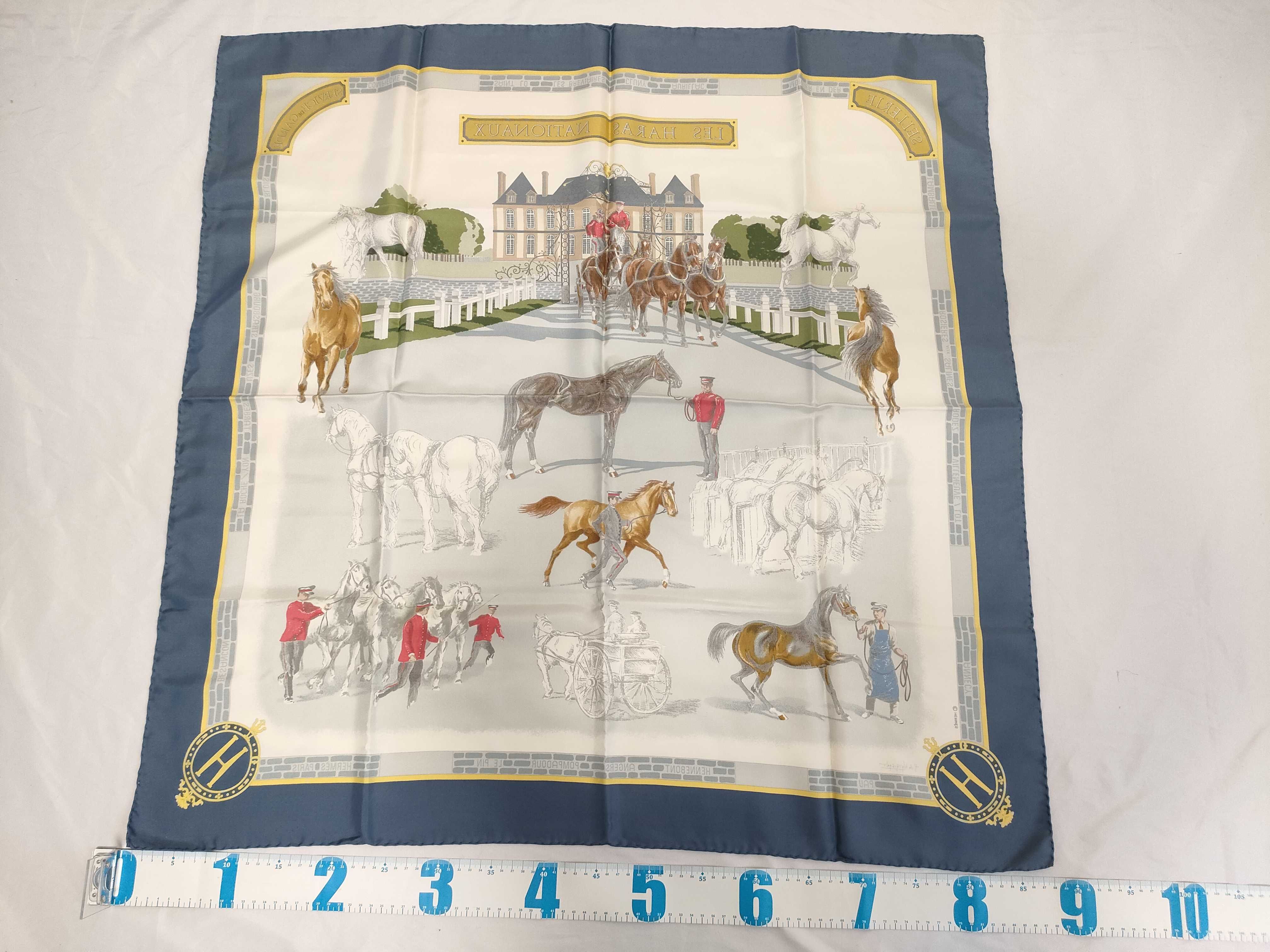 Hermes Les Haras Nationaux Silk Carre 90 Scarf by Hubert de Watrigant