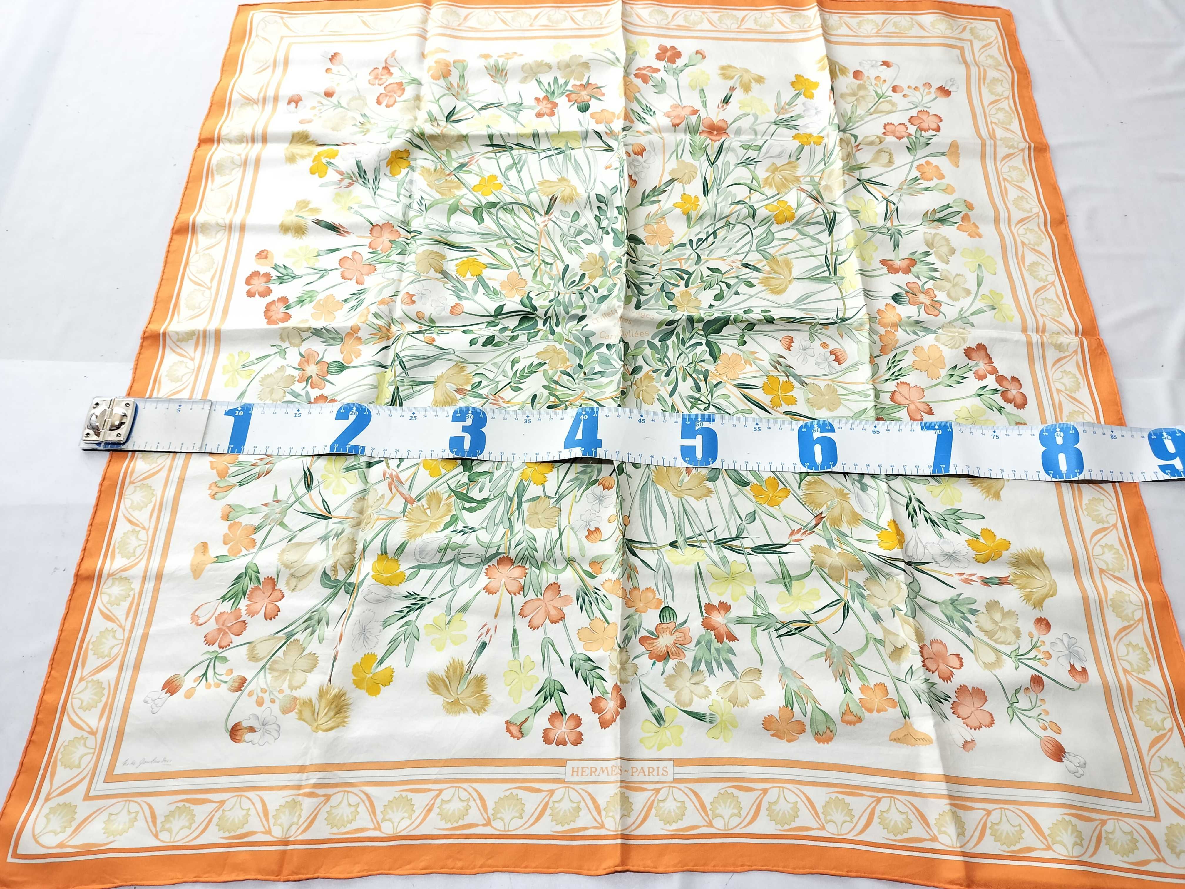 Hermes Oeillets Sauvages et Autres Caryophyllees Silk Scarf