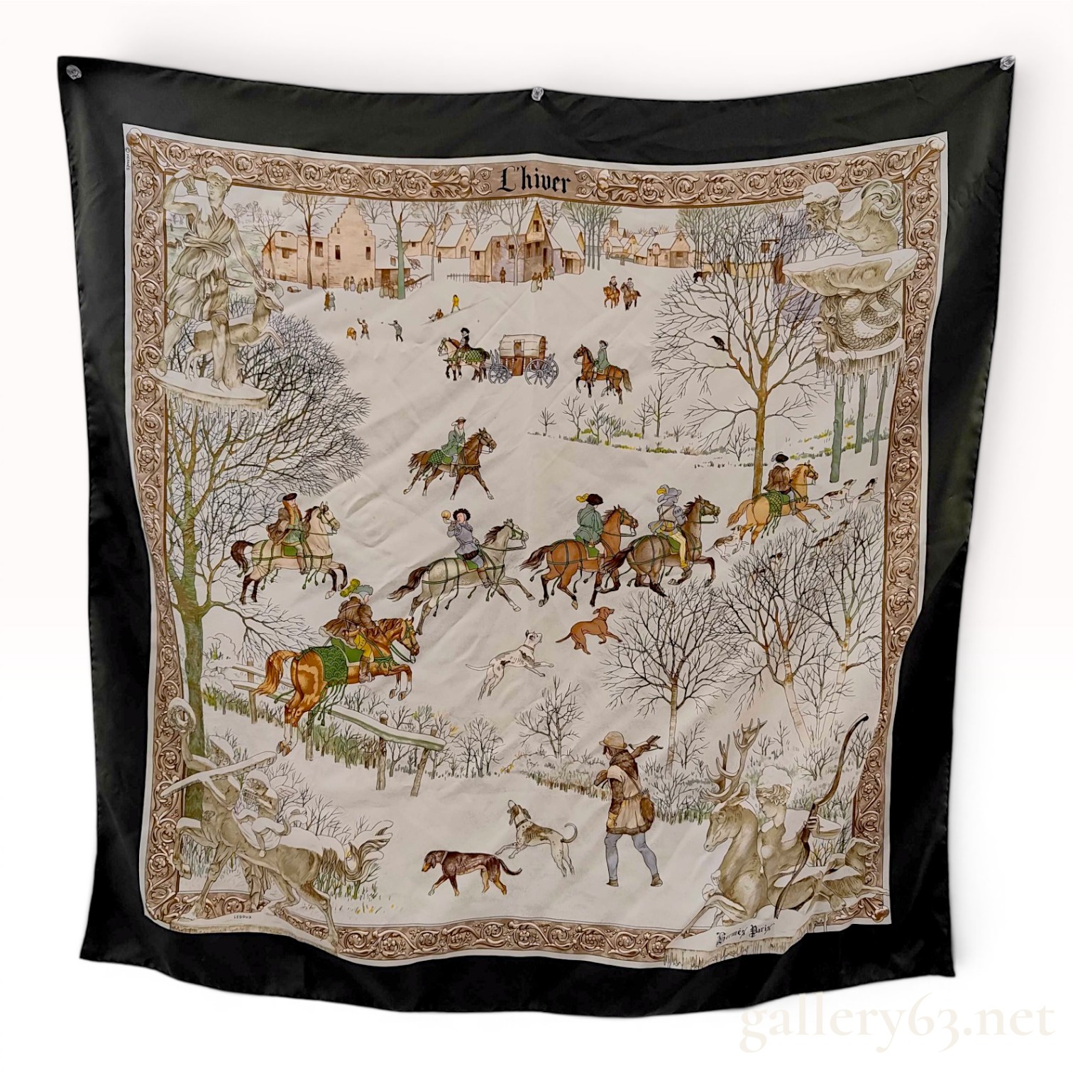 Hermes L'Hiver Silk Scarf by Philippe Ledoux