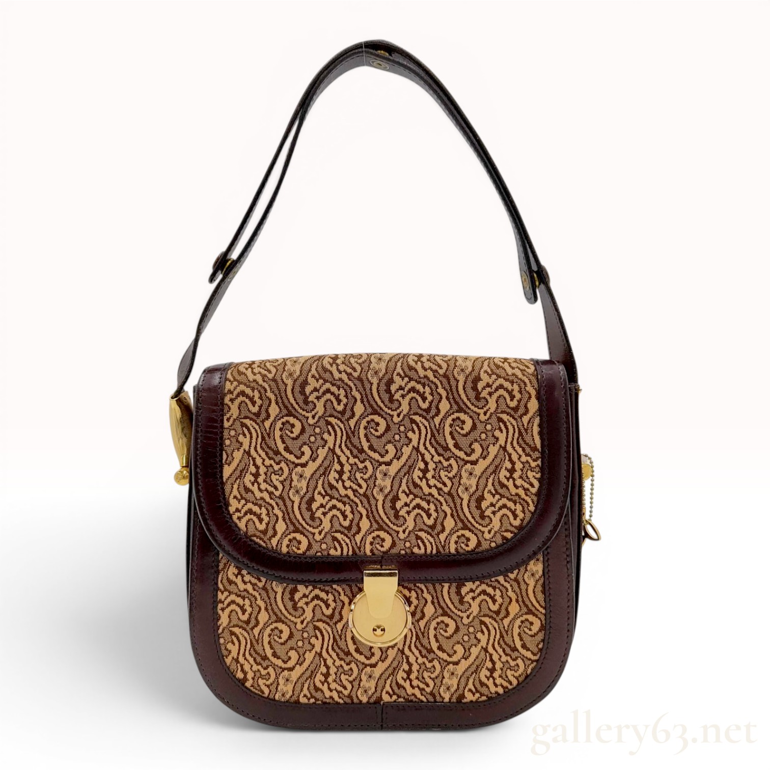 A Vintage Les Must de Cartier Bordeaux Leather and Tapestry Shoulder Bag