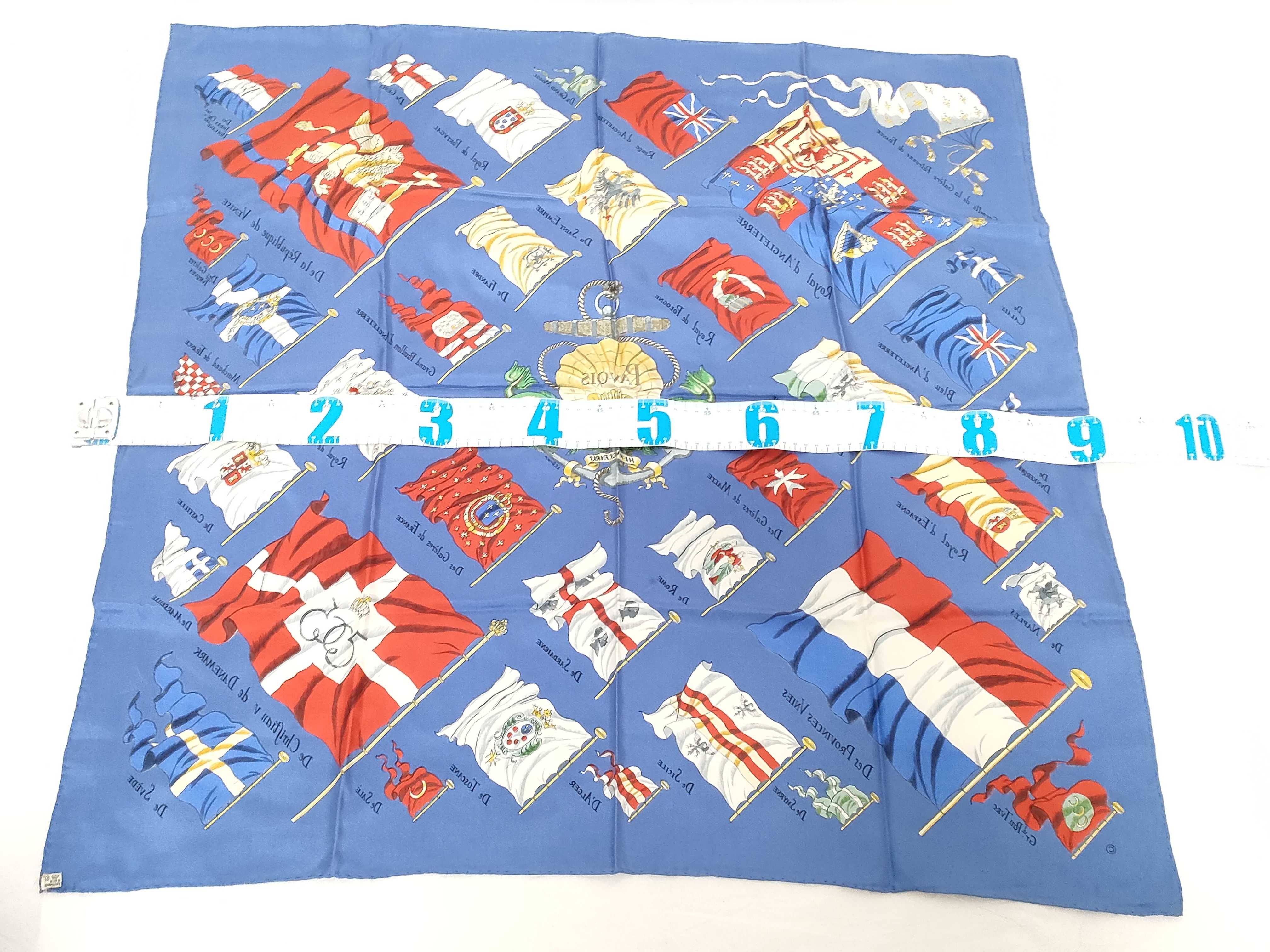 Hermes Pavois Silk Scarf Philippe Ledoux Design Blue