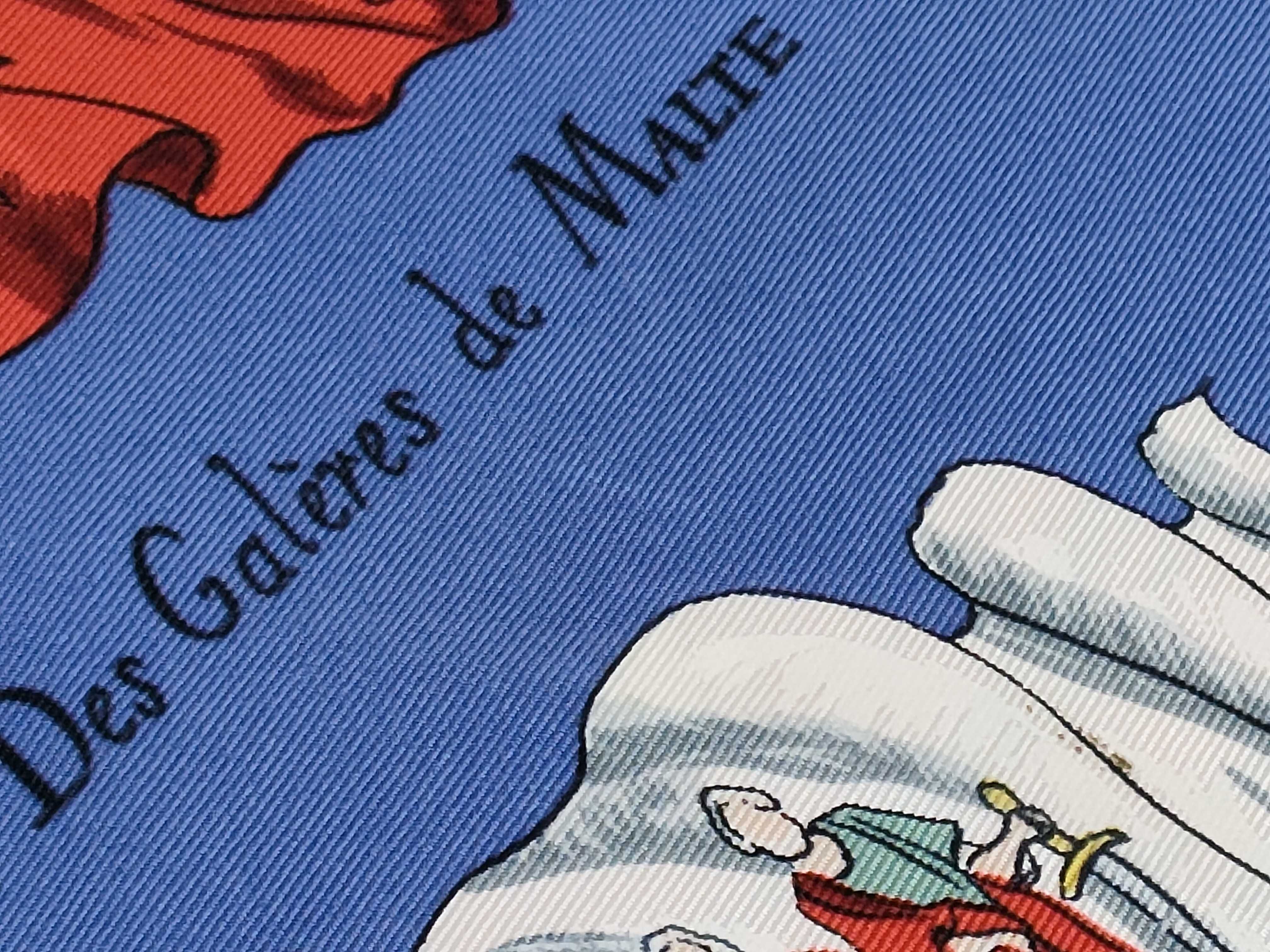 Hermes Pavois Silk Scarf Philippe Ledoux Design Blue