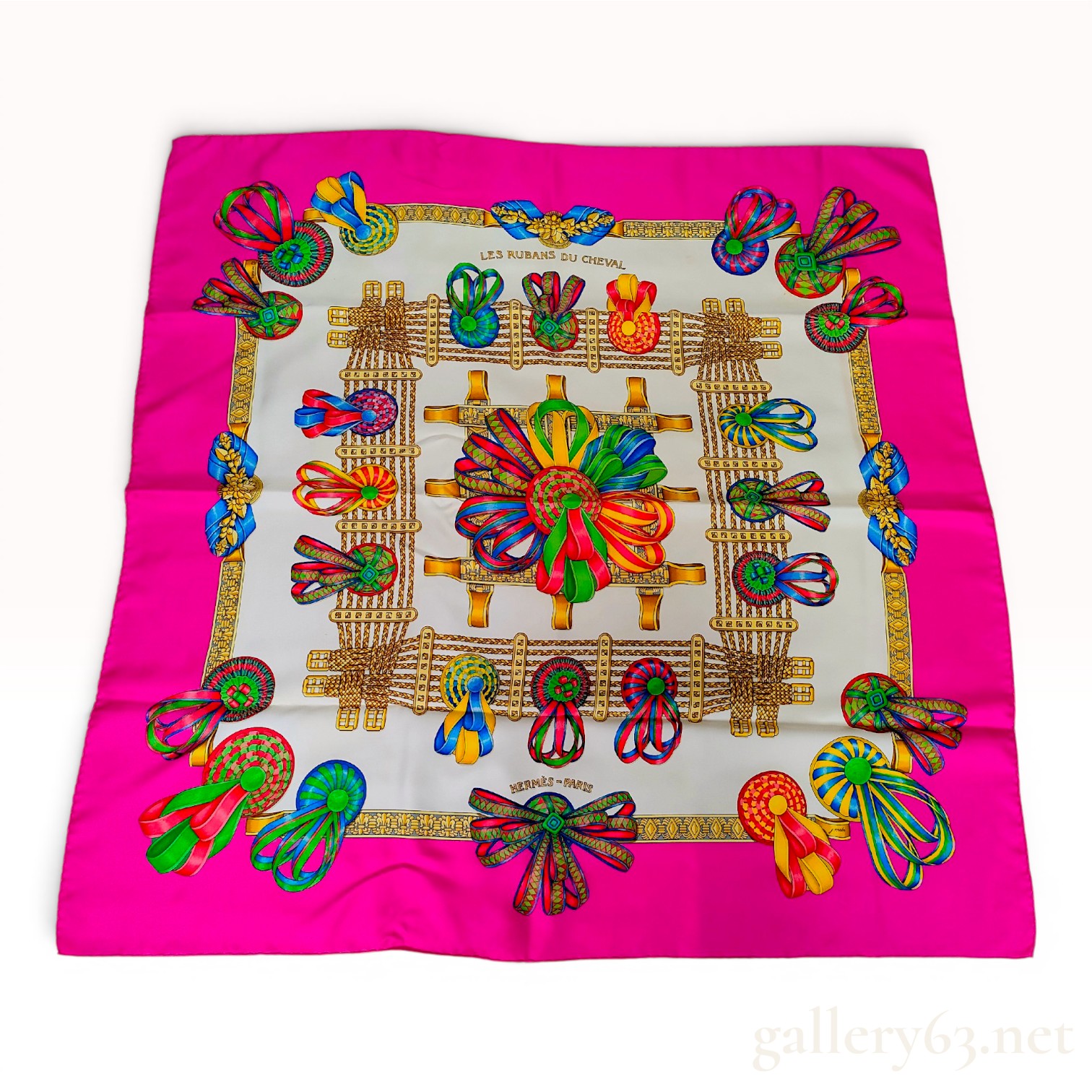 Hermes Les Rubans du Cheval Silk Carre 90 Scarf