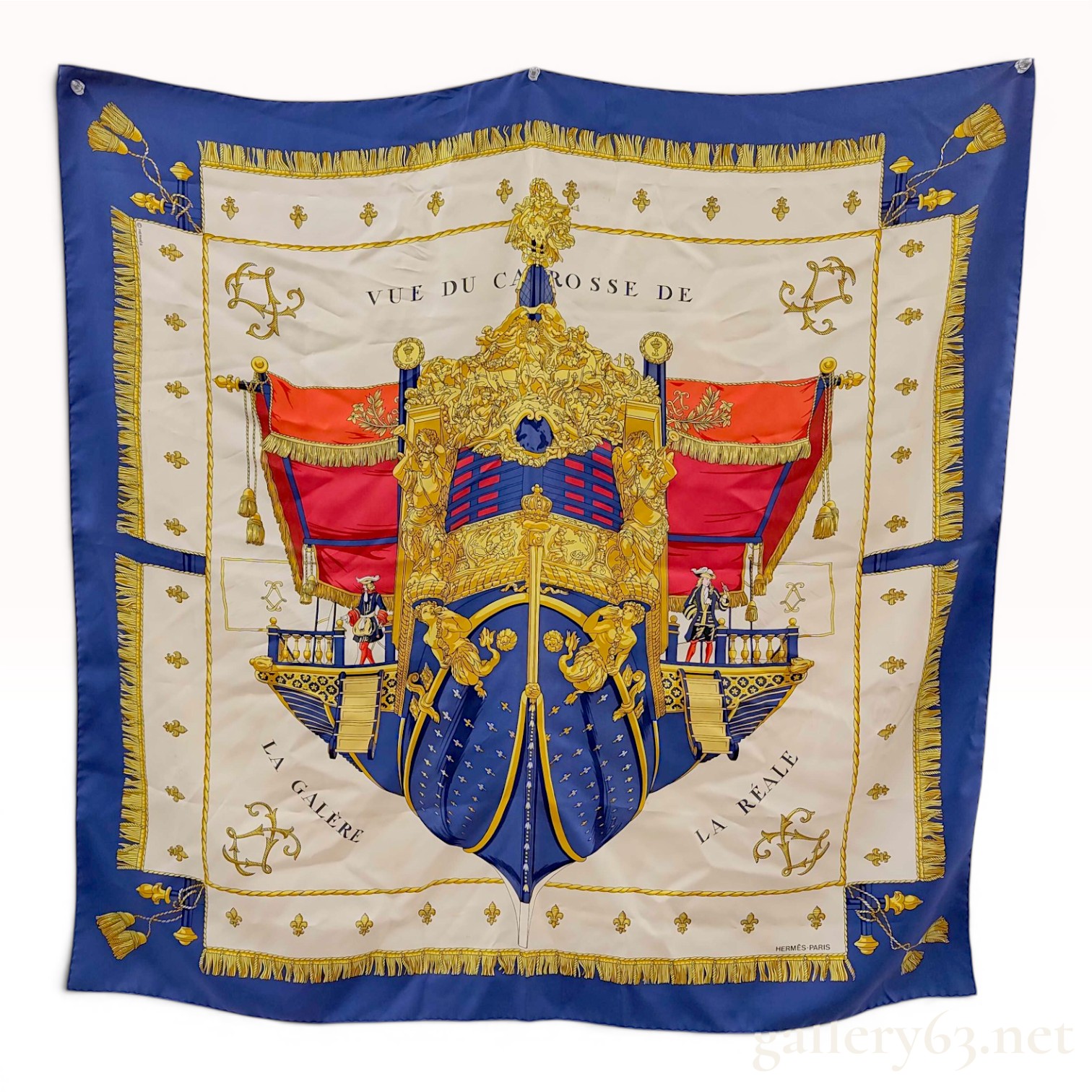 Hermes Vue du Carrosse de La Galere La Reale Silk Scarf