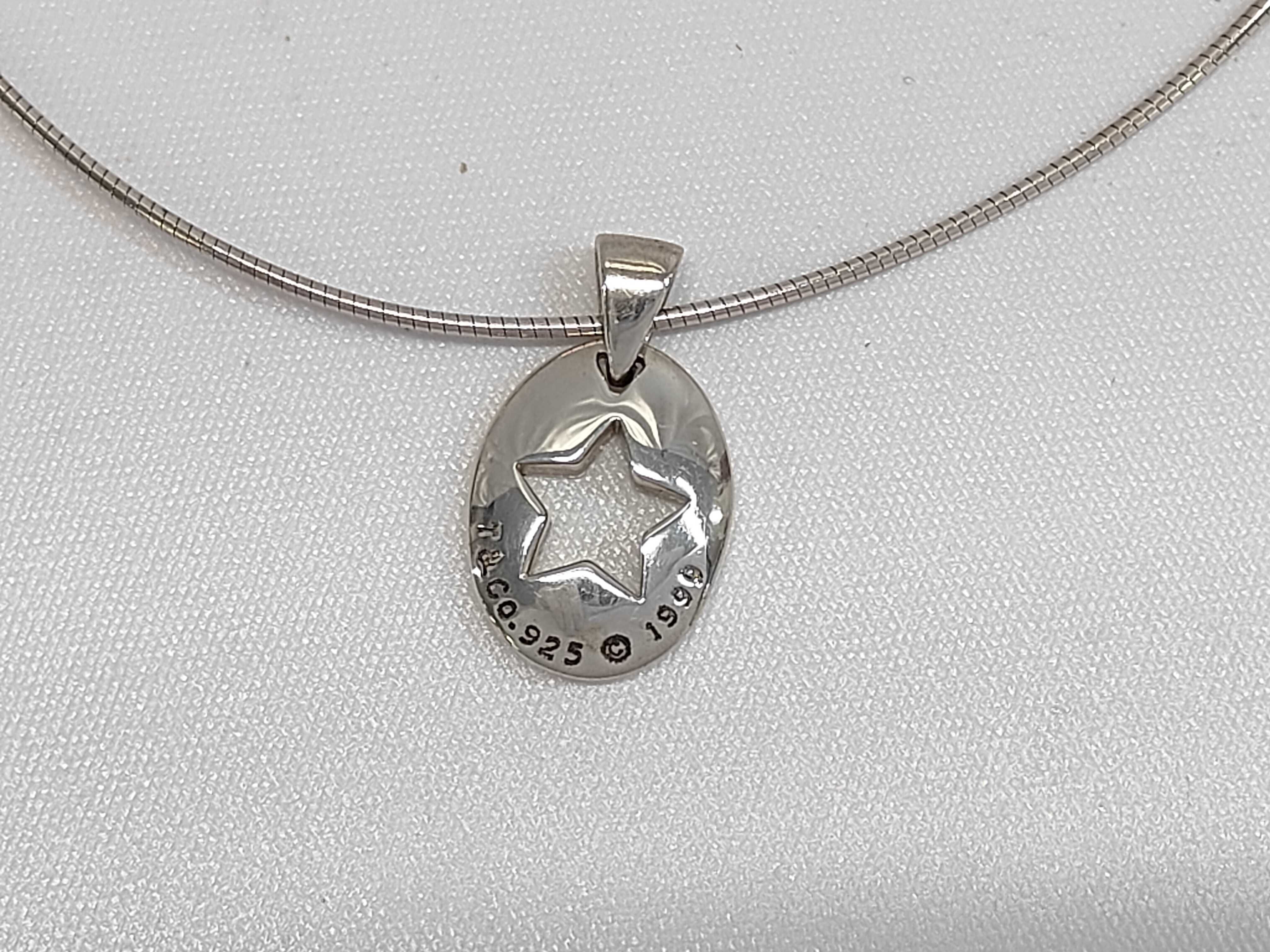 Tiffany & Co. 1999 Sterling Silver Stencil Star Pendant Necklace
