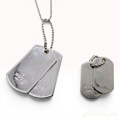 A Group of Gucci Sterling Silver Dog Tag Jewelry. This group of sterling silver jewelry consists 