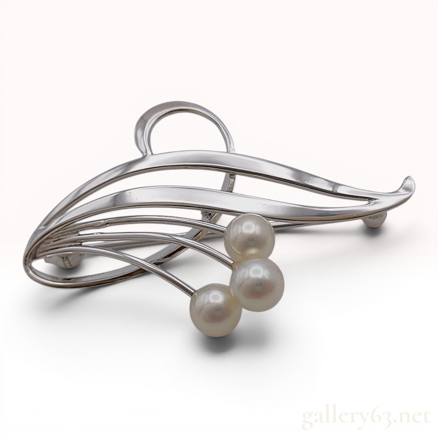 Mikimoto Sterling Silver and Akoya Cultured Pearl Brooch