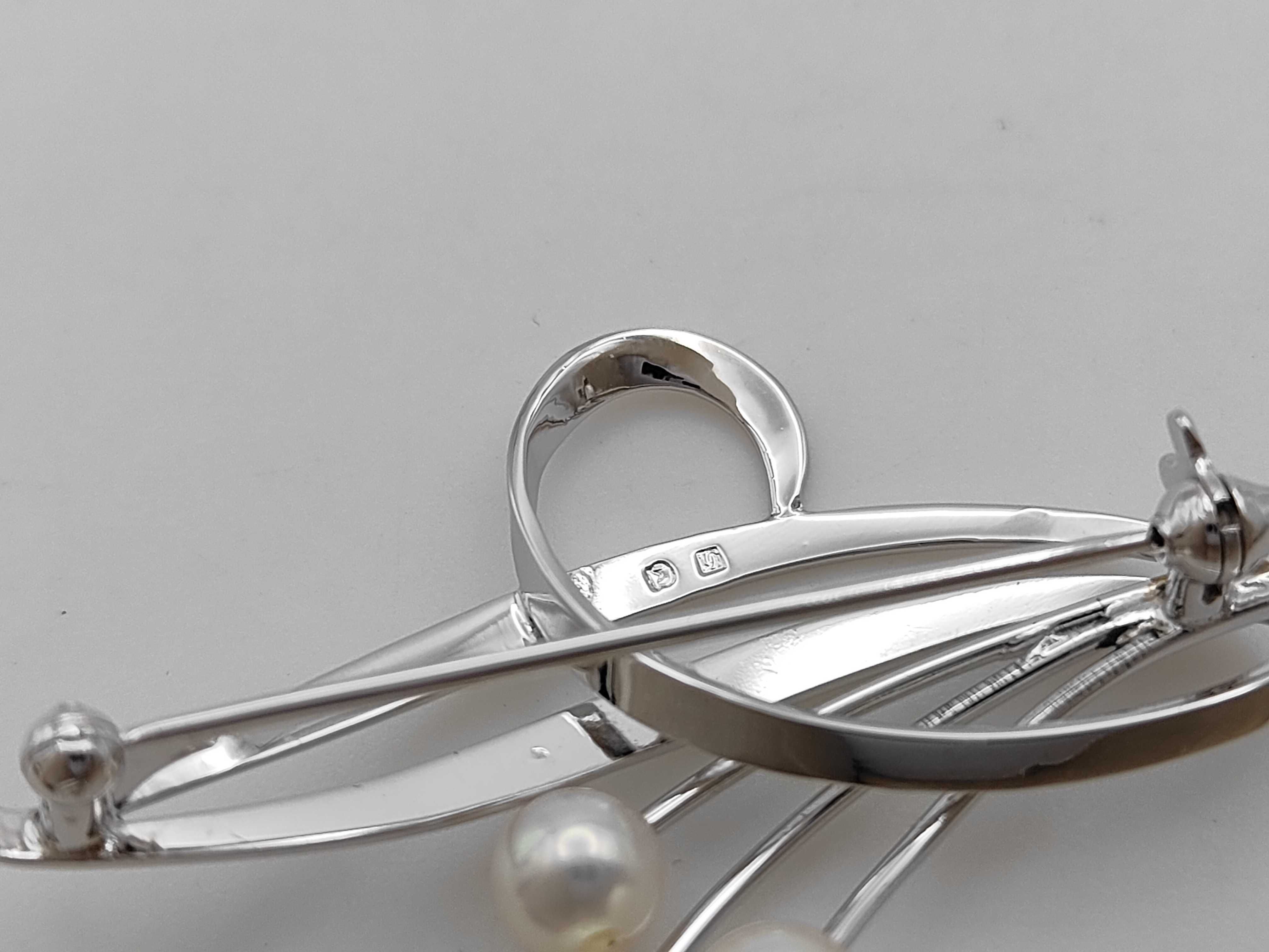 Mikimoto Sterling Silver and Akoya Cultured Pearl Brooch