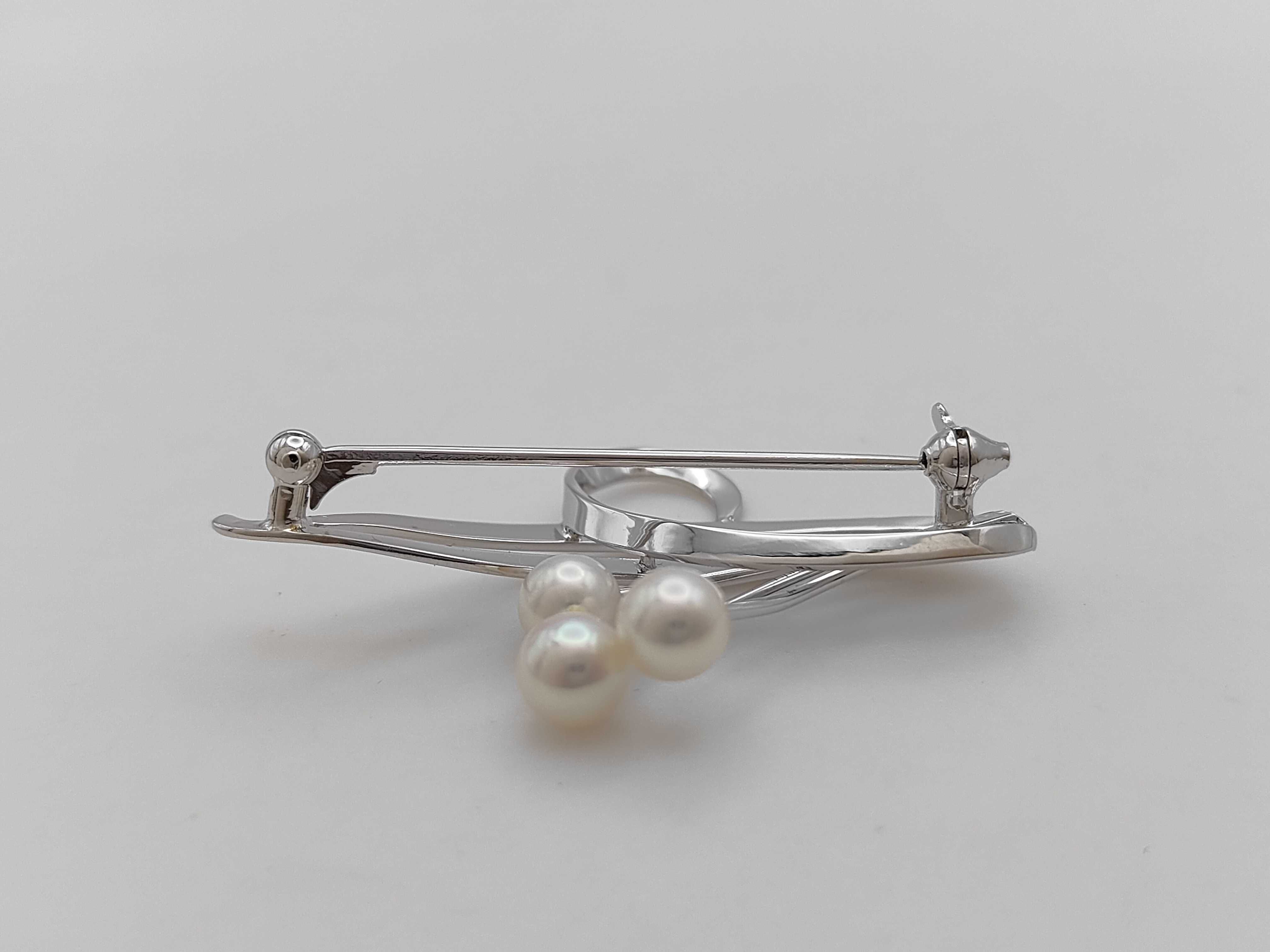Mikimoto Sterling Silver and Akoya Cultured Pearl Brooch