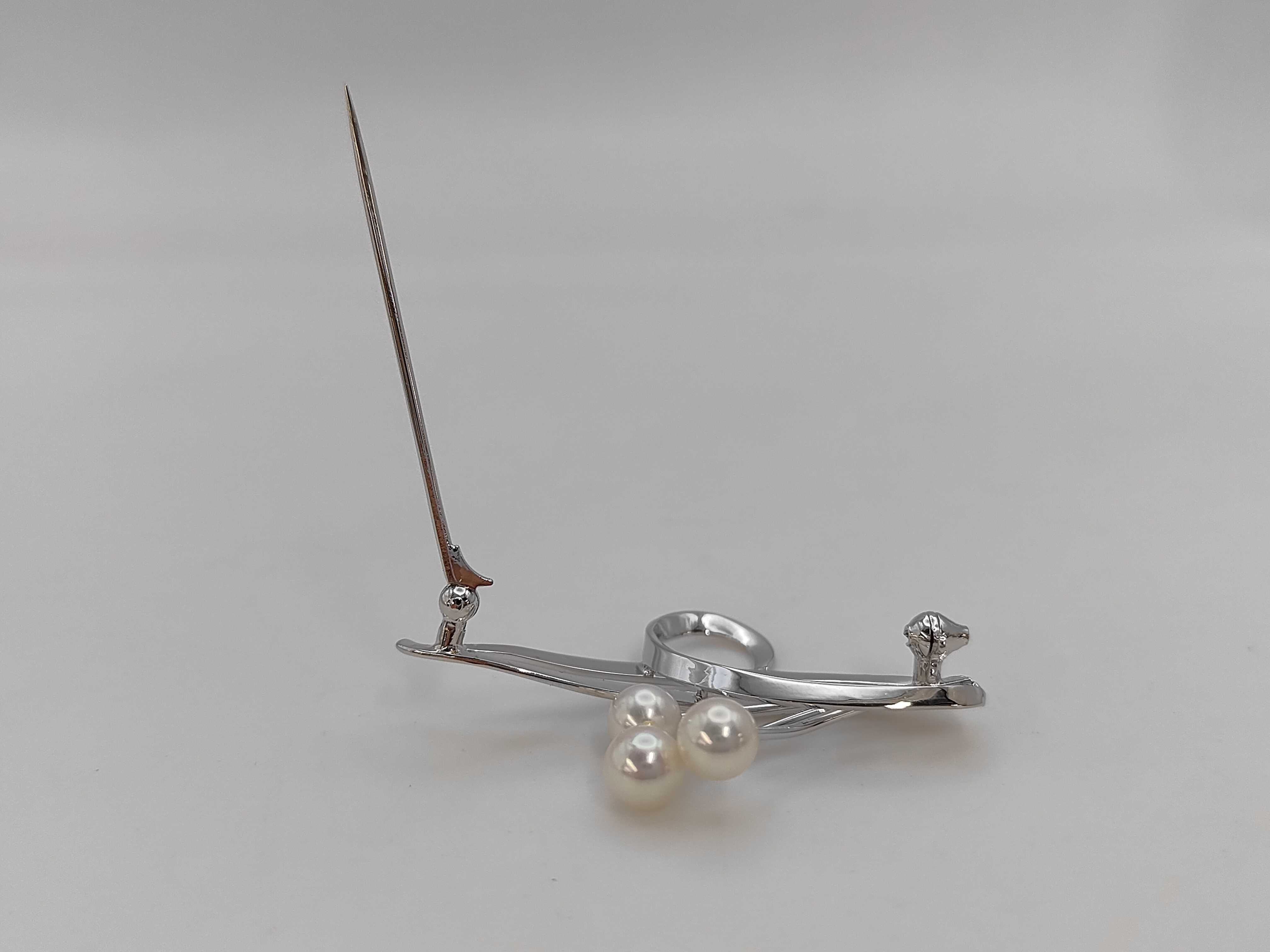 Mikimoto Sterling Silver and Akoya Cultured Pearl Brooch