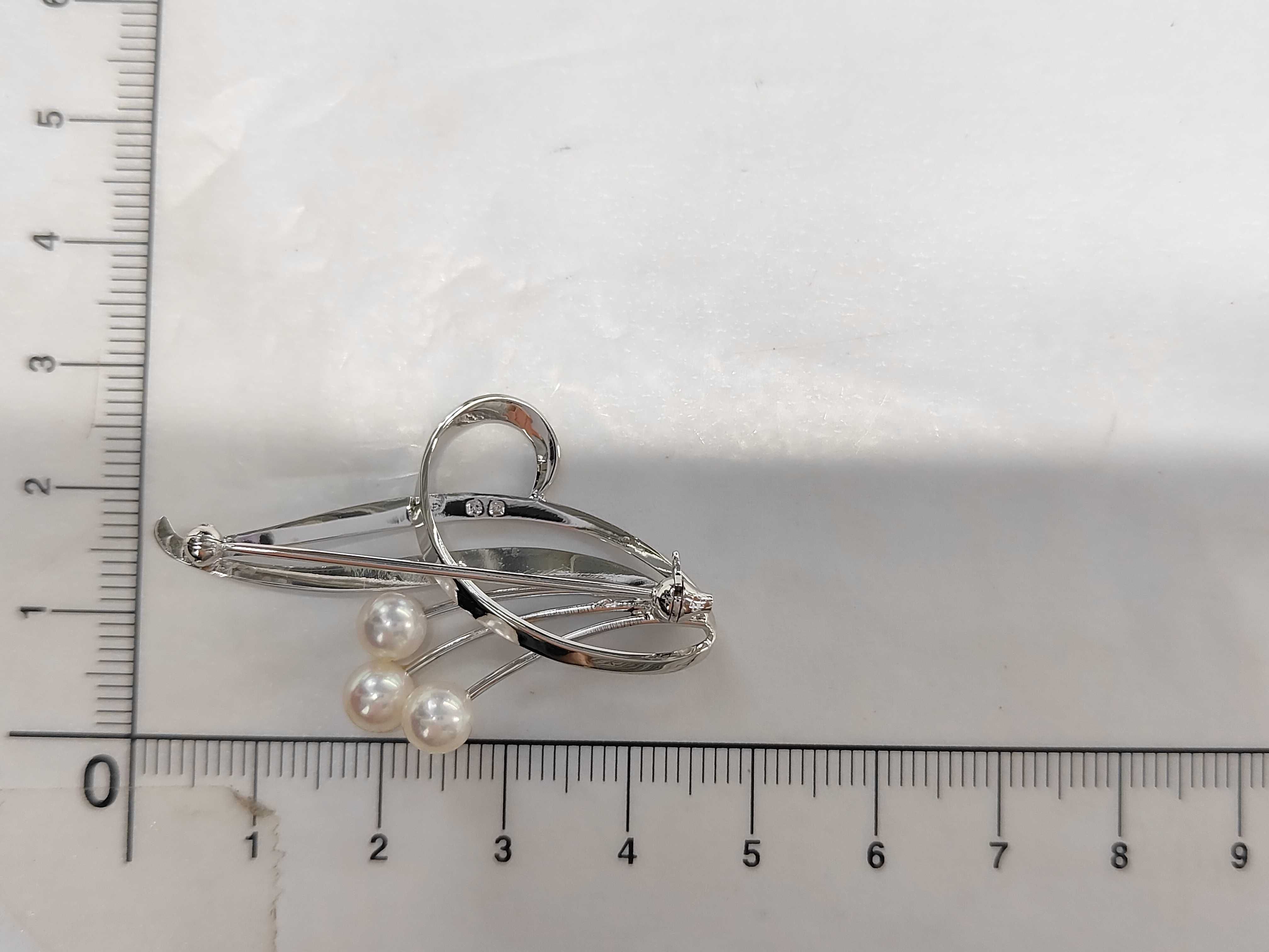 Mikimoto Sterling Silver and Akoya Cultured Pearl Brooch